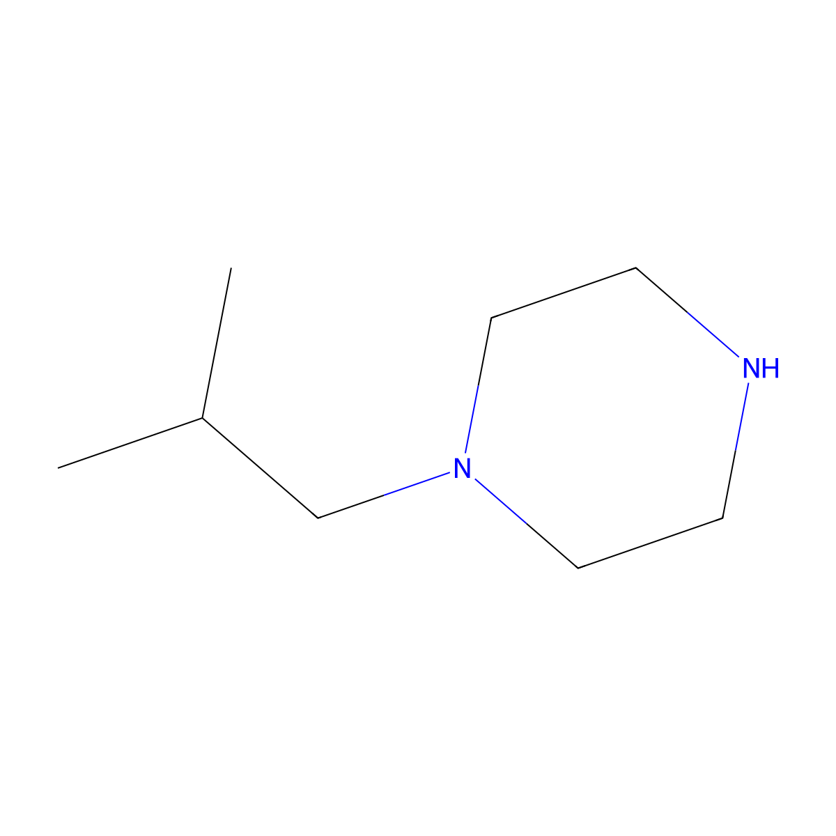 1-(2-Methylpropyl)piperazine molecular structure, CAS 5308-28-1