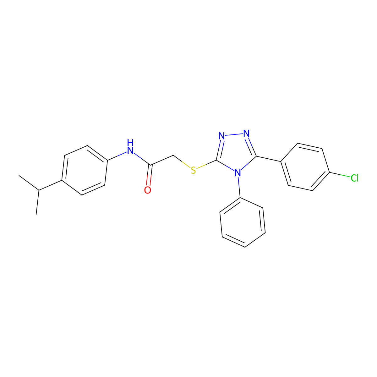 2-{[5-(4-chlorophenyl)-4-phenyl-4H-1,2,4-triazol-3-yl]sulfanyl}-N-[4-(propan-2-yl)phenyl]acetamide molecular structure, CAS 5308-31-6
