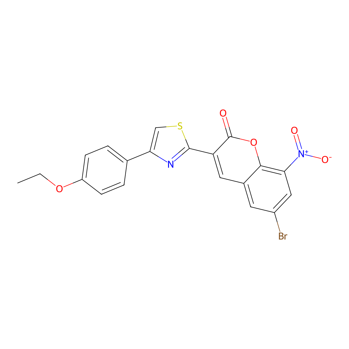 6-Bromo-3-[4-(4-ethoxyphenyl)-1,3-thiazol-2-yl]-8-nitro-2H-1-benzopyran-2-one molecular structure, CAS 5308-53-2