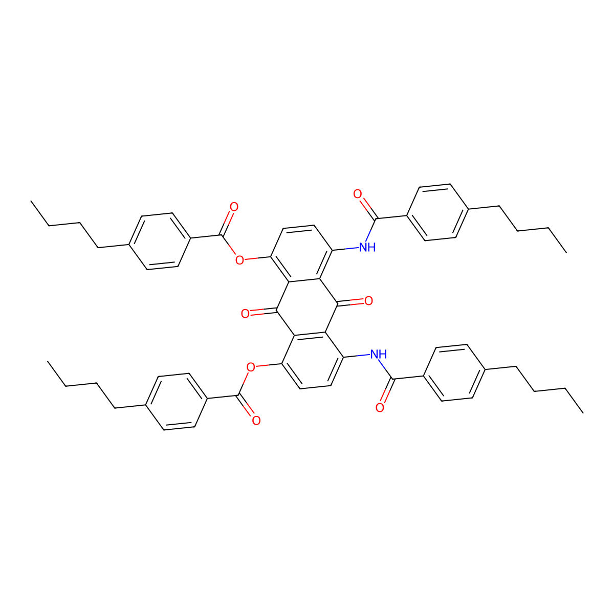 4,5-Bis{[(4-butylphenyl)carbonyl]amino}-9,10-dioxo-9,10-dihydroanthracene-1,8-diyl bis(4-butylbenzoate) molecular structure, CAS 5308-92-9