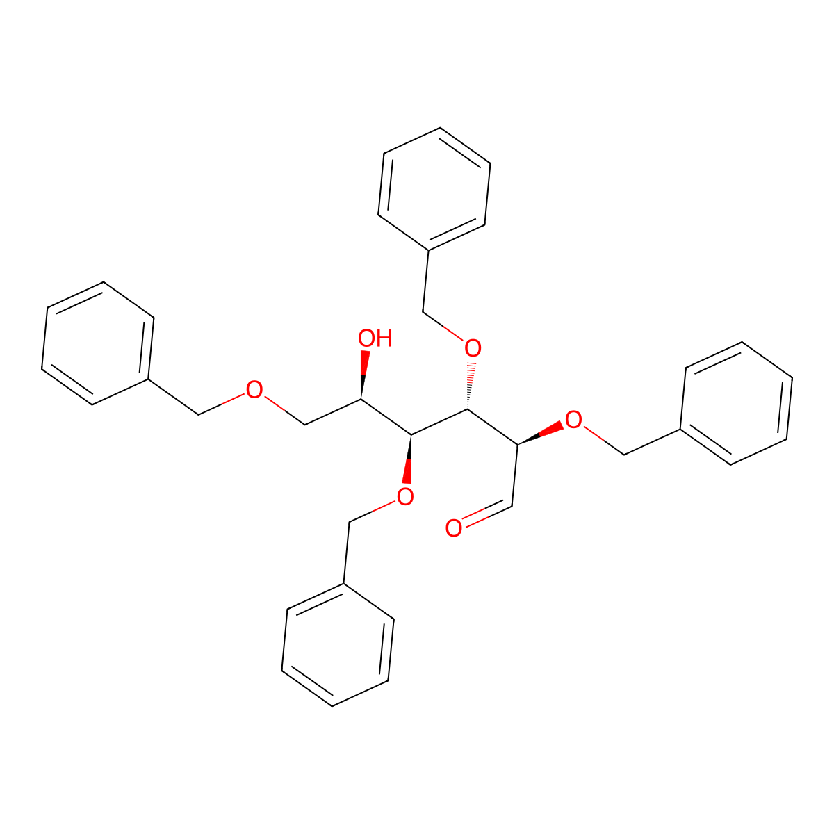 (2R,3S,4S,5R)-2,3,4,6-Tetrakis(benzyloxy)-5-hydroxyhexanal molecular structure, CAS 53081-25-7