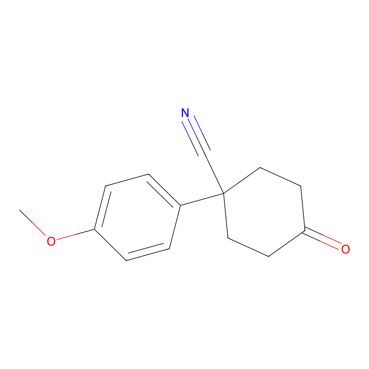 1-(4-Methoxyphenyl)-4-oxocyclohexanecarbonitrile molecular structure, CAS 5309-14-8