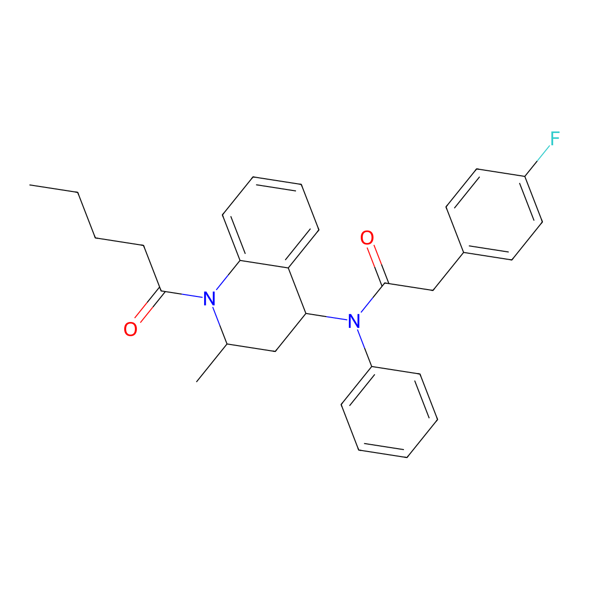 2-(4-fluorophenyl)-N-(2-methyl-1-pentanoyl-3,4-dihydro-2H-quinolin-4-yl)-N-phenylacetamide molecular structure, CAS 5309-73-9