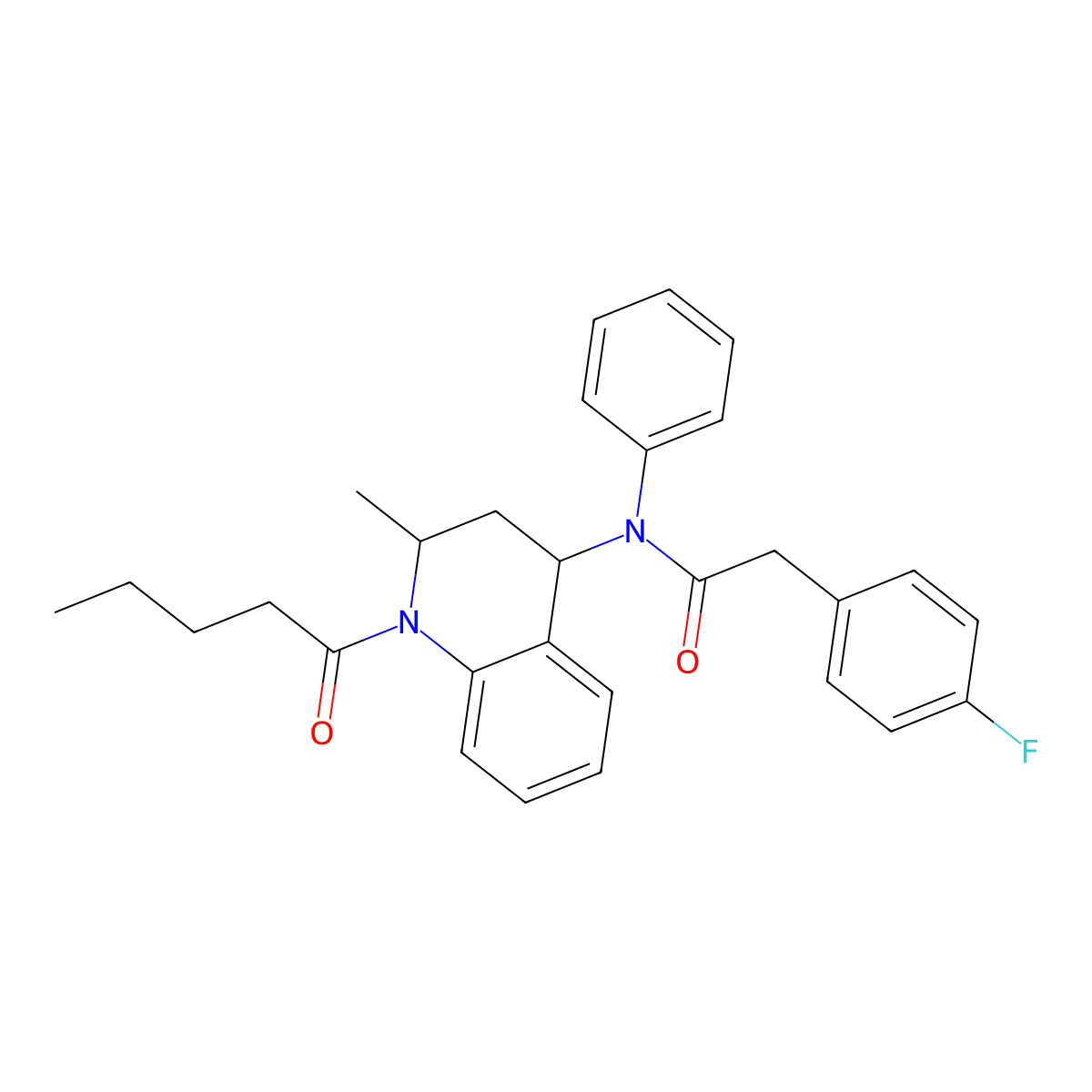 2-(4-fluorophenyl)-N-(2-methyl-1-pentanoyl-3,4-dihydro-2H-quinolin-4-yl)-N-phenylacetamide molecular structure, CAS 5309-73-9