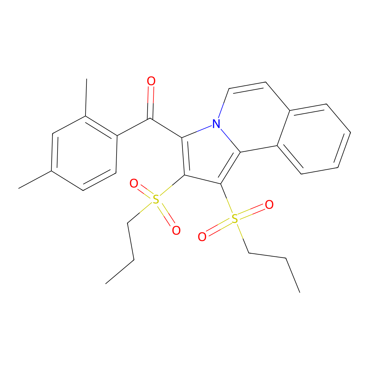[1,2-Bis(propylsulfonyl)pyrrolo[2,1-a]isoquinolin-3-yl](2,4-dimethylphenyl)methanone molecular structure, CAS 5309-99-9