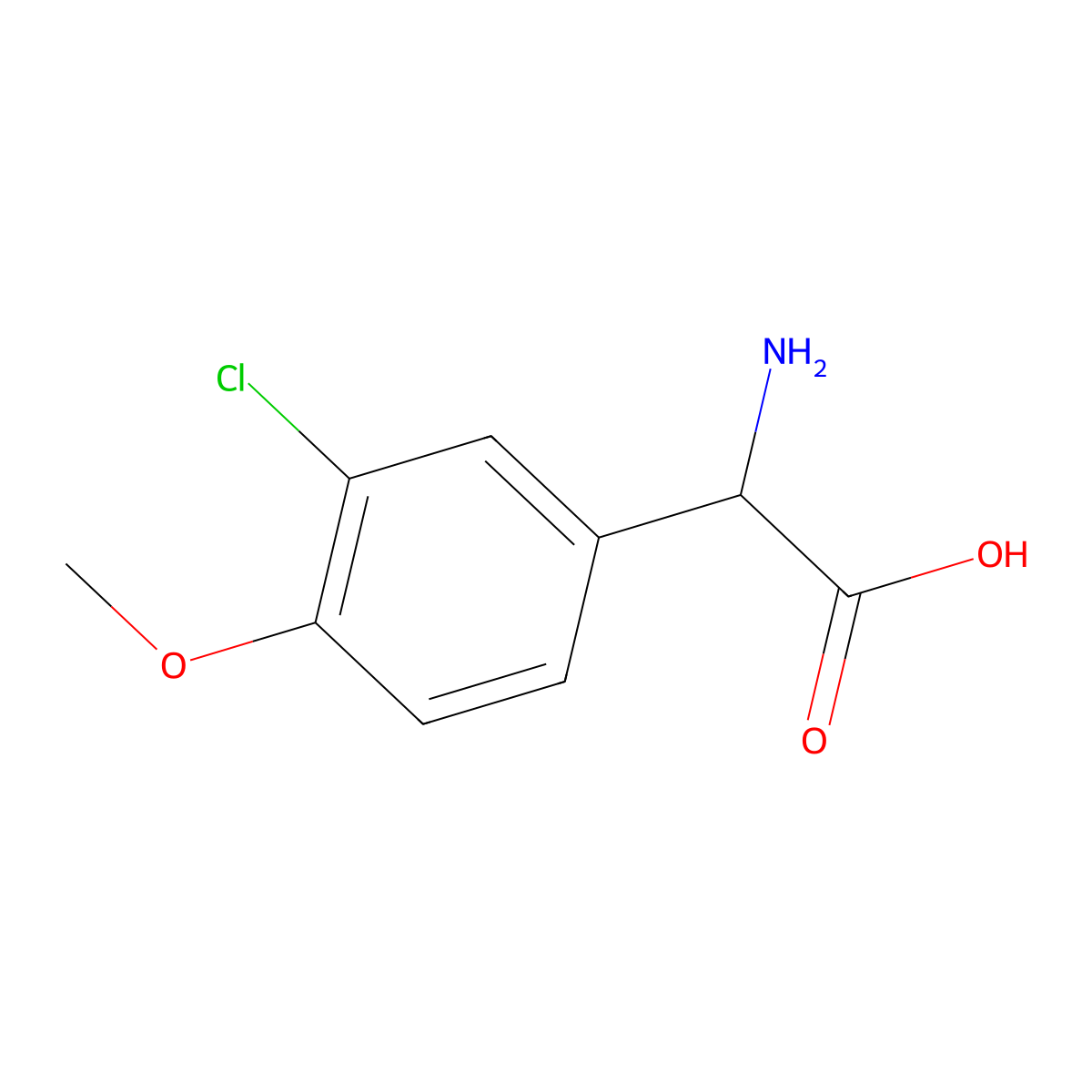 Amino(3-chloro-4-methoxyphenyl)acetic acid molecular structure, CAS 53091-63-7