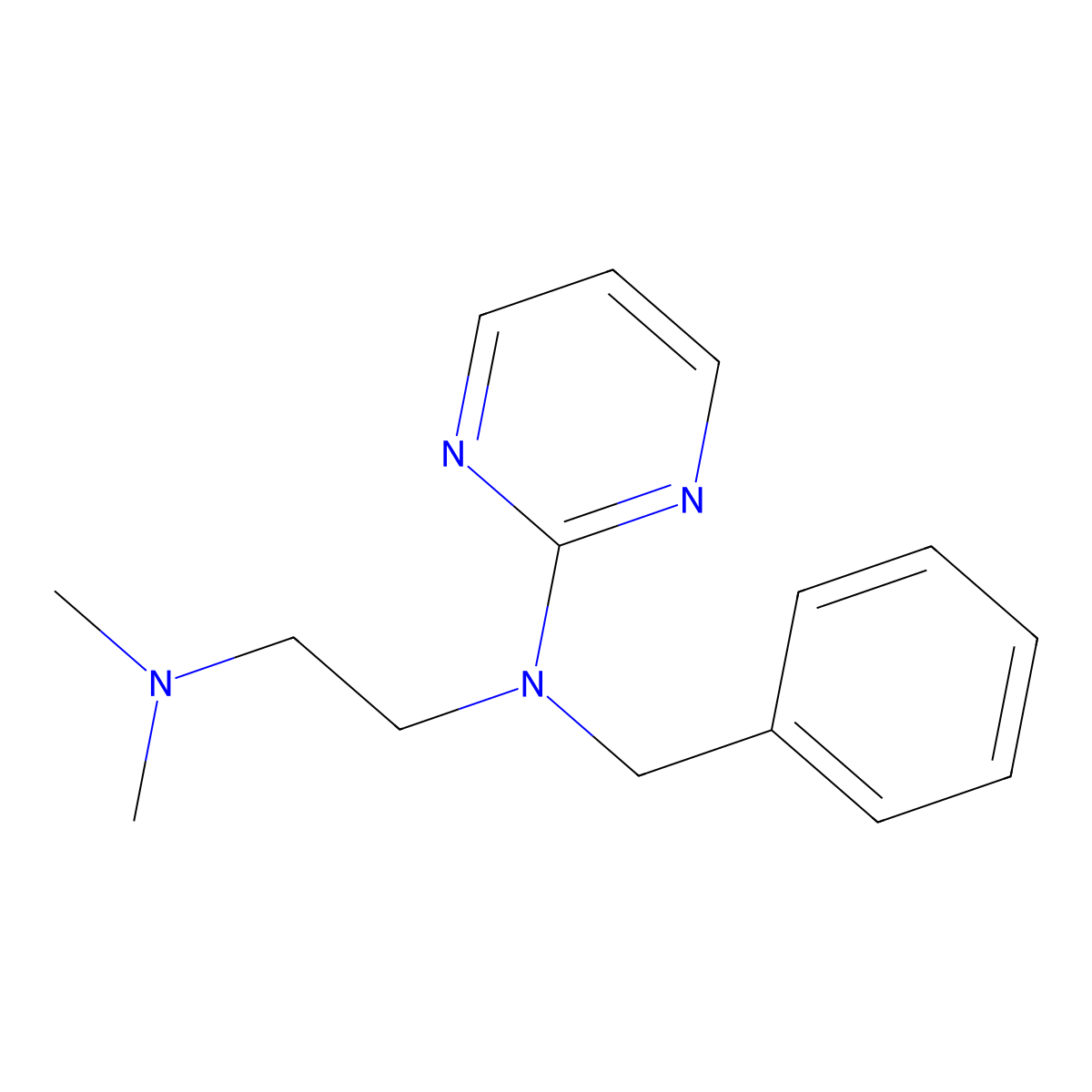 N1,N1-Dimethyl-N2-(phenylmethyl)-N2-2-pyrimidinyl-1,2-ethanediamine molecular structure, CAS 531-08-8