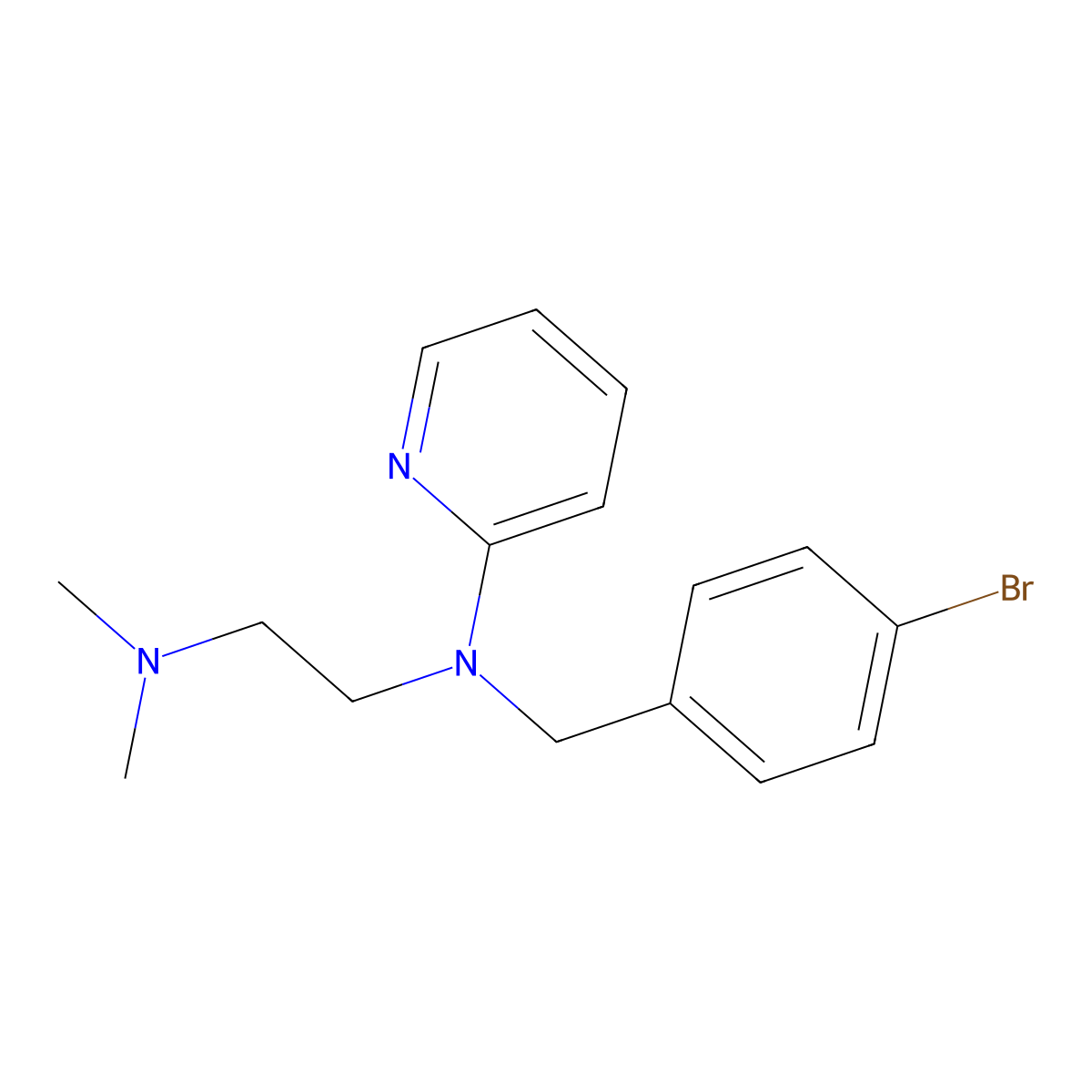 N1-((4-Bromophenyl)methyl)-N2,N2-dimethyl-N1-2-pyridinyl-1,2-ethanediamine molecular structure, CAS 531-09-9