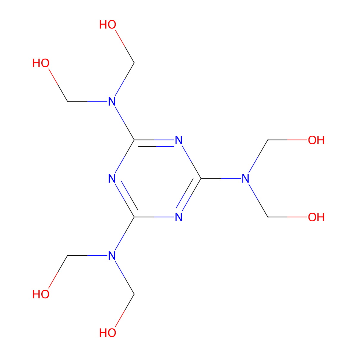 Hexamethylolmelamine molecular structure, CAS 531-18-0