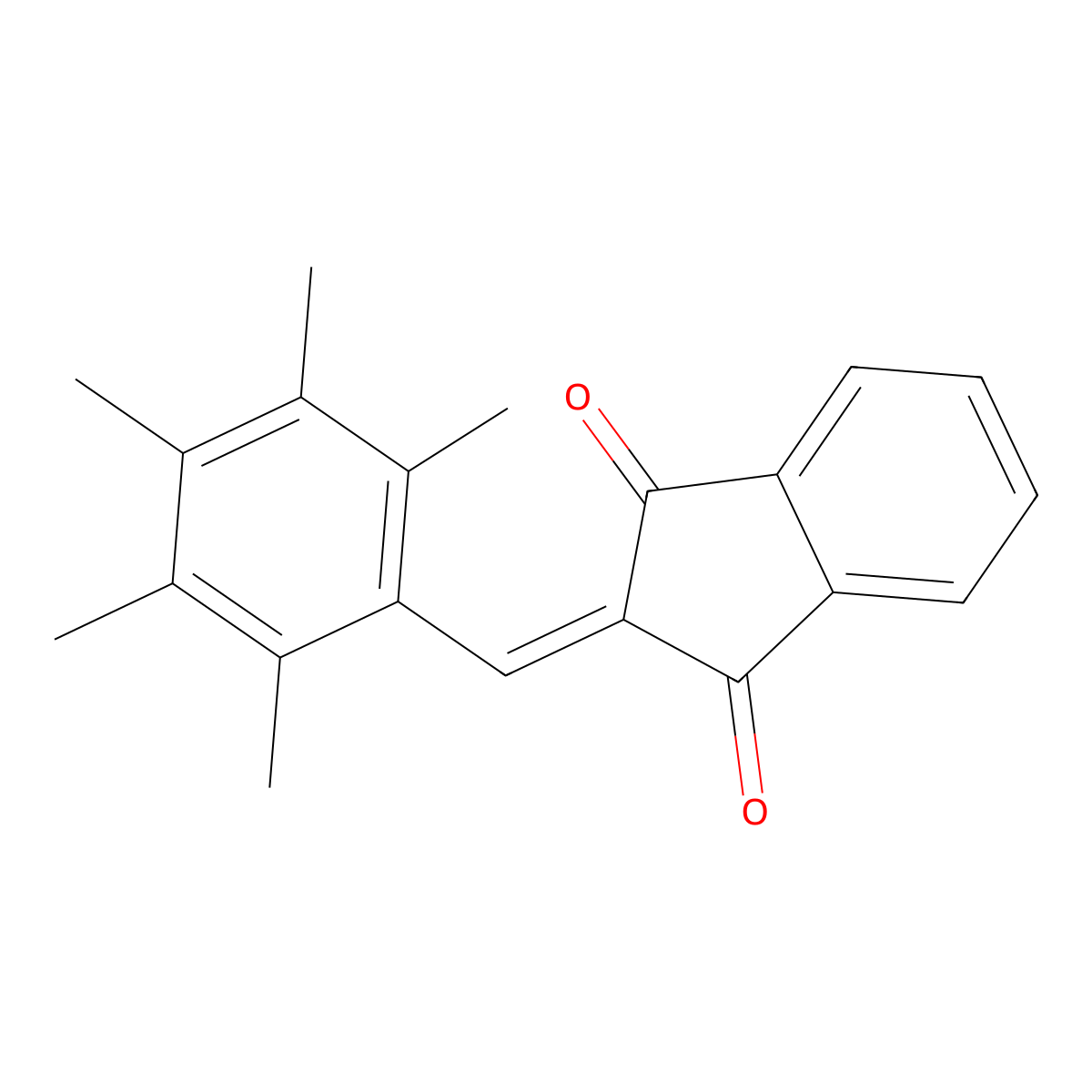 2-(2,3,4,5,6-Pentamethylbenzylidene)-1H-indene-1,3(2H)-dione molecular structure, CAS 5310-37-2