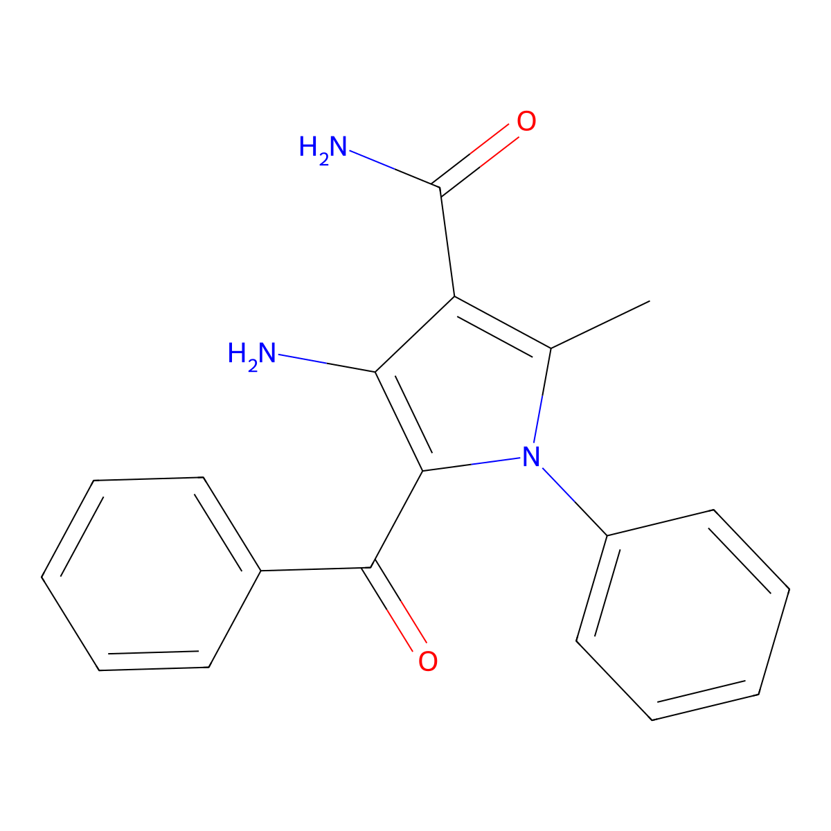 4-Amino-5-benzoyl-2-methyl-1-phenylpyrrole-3-carboxamide molecular structure, CAS 5310-81-6