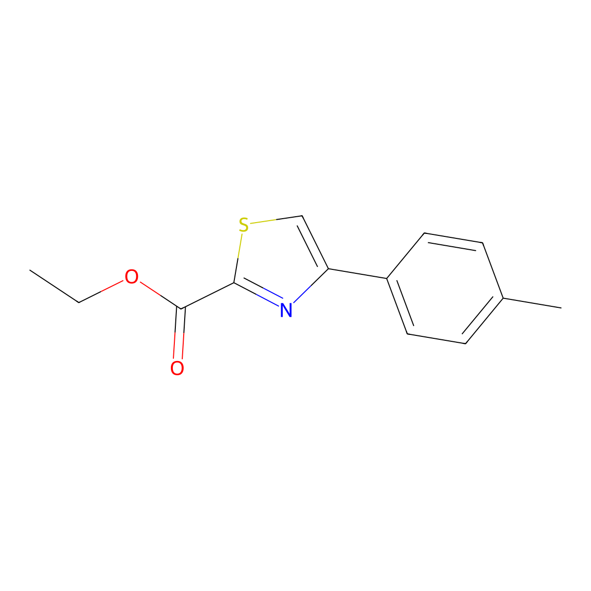 Ethyl 4-(4-methylphenyl)-1,3-thiazole-2-carboxylate molecular structure, CAS 53101-01-2