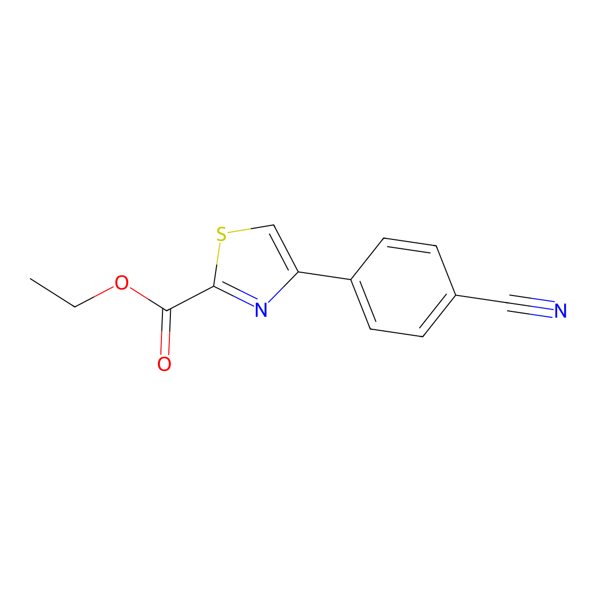 Ethyl 4-(4-cyanophenyl)thiazole-2-carboxylate molecular structure, CAS 53101-03-4