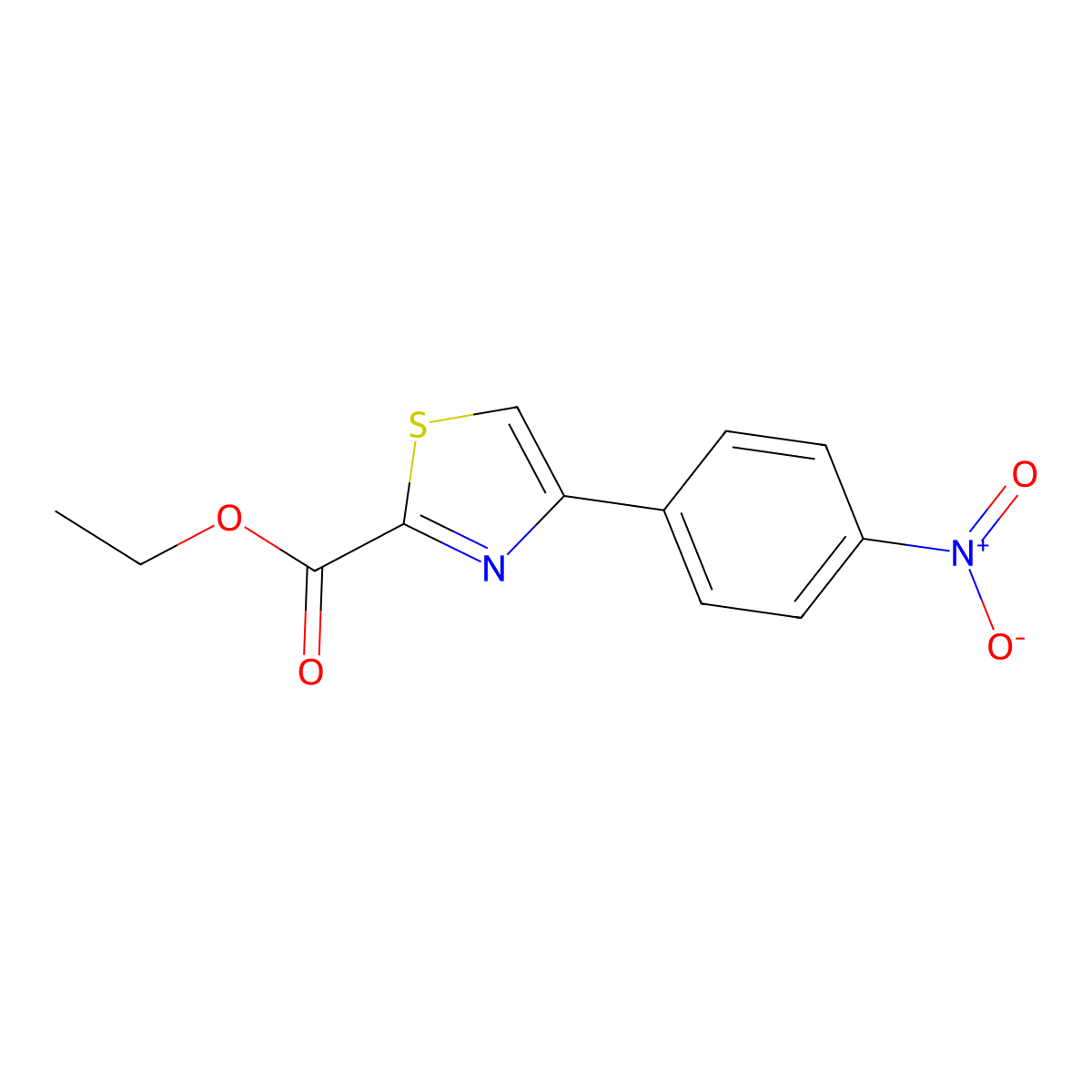 Ethyl 4-(4-nitrophenyl)-1,3-thiazole-2-carboxylate molecular structure, CAS 53101-04-5