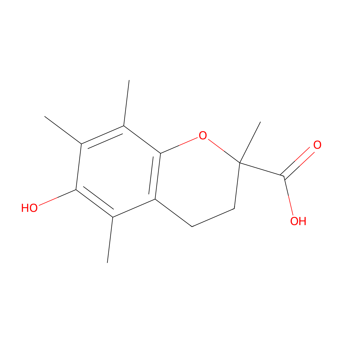 6-Hydroxy-2,5,7,8-tetramethyl-chroman-2-carboxylic acid, (+)- molecular structure, CAS 53101-49-8