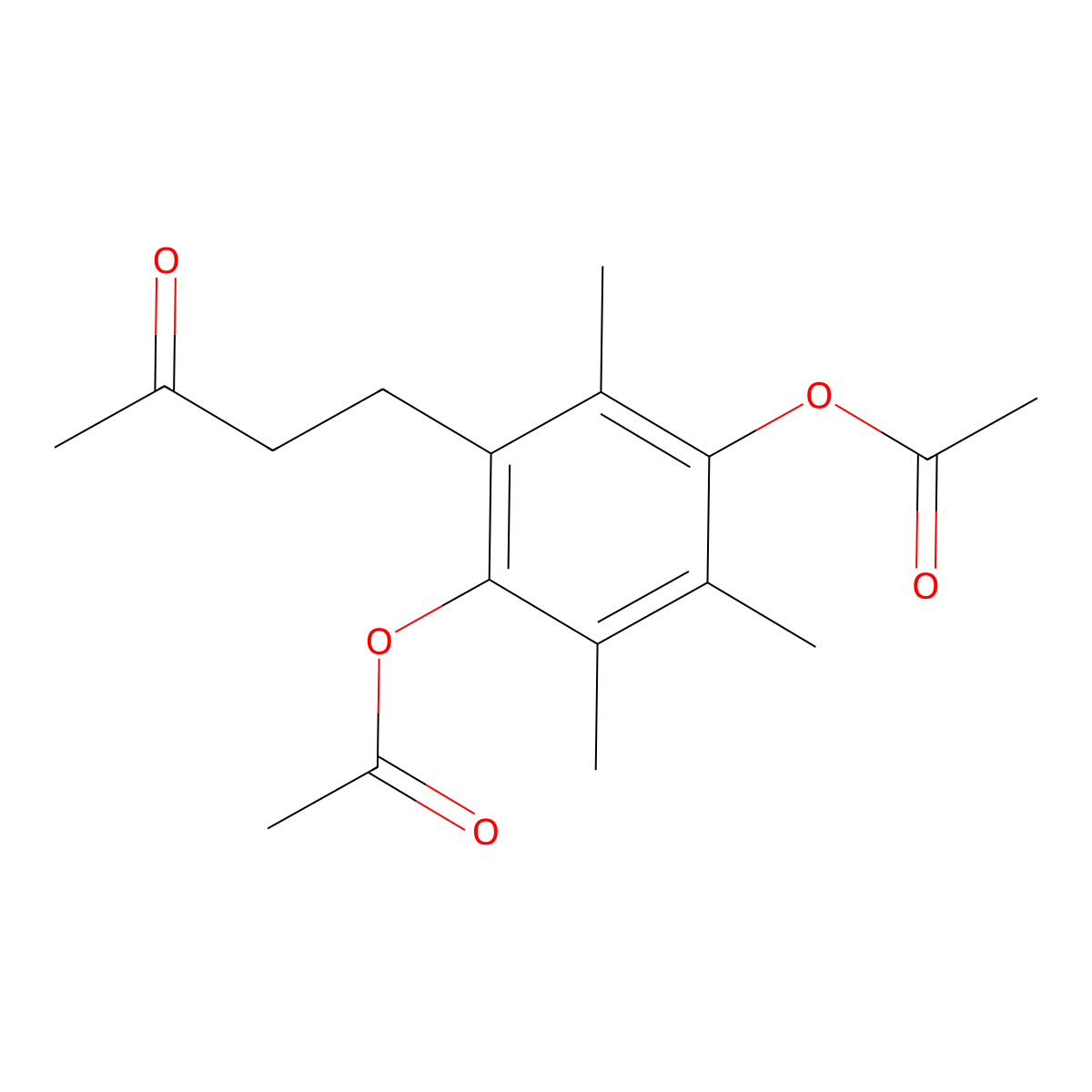 2-Butanone, 4-[2,5-bis(acetyloxy)-3,4,6-trimethylphenyl]- molecular structure, CAS 53101-69-2