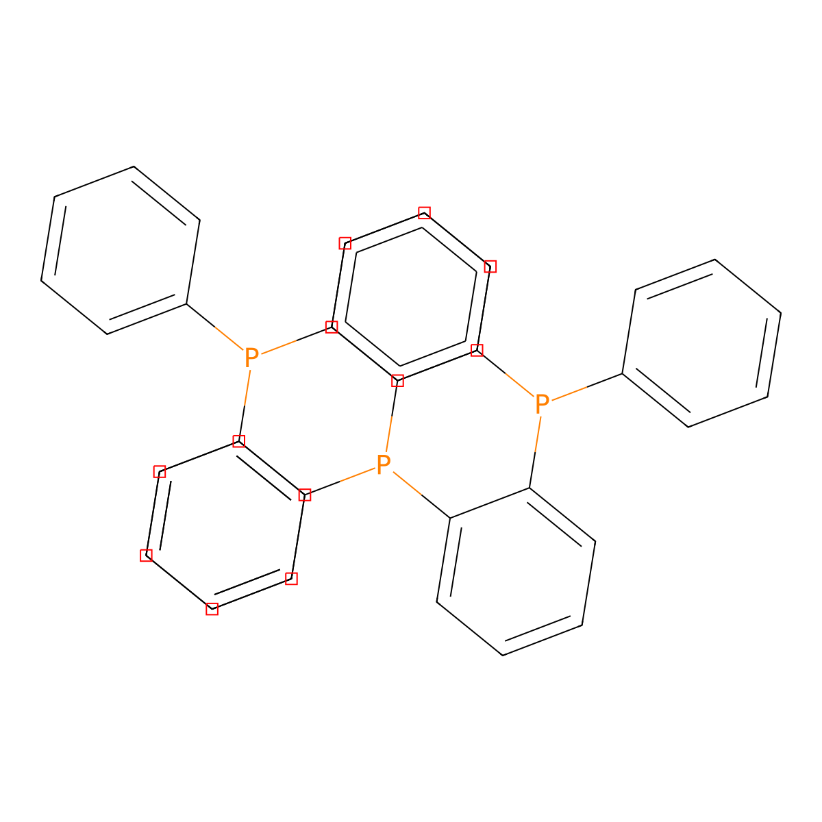 Bis[2-(diphenylphosphino)phenyl]phenylphosphine molecular structure, CAS 53103-03-0