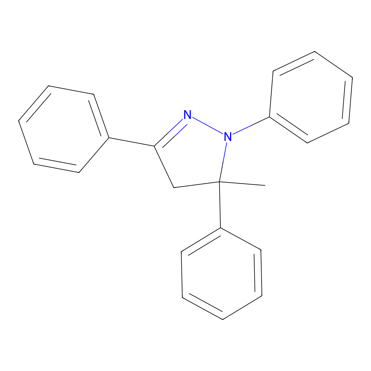 5-Methyl-1,3,5-triphenyl-2-pyrazoline molecular structure, CAS 53103-83-6