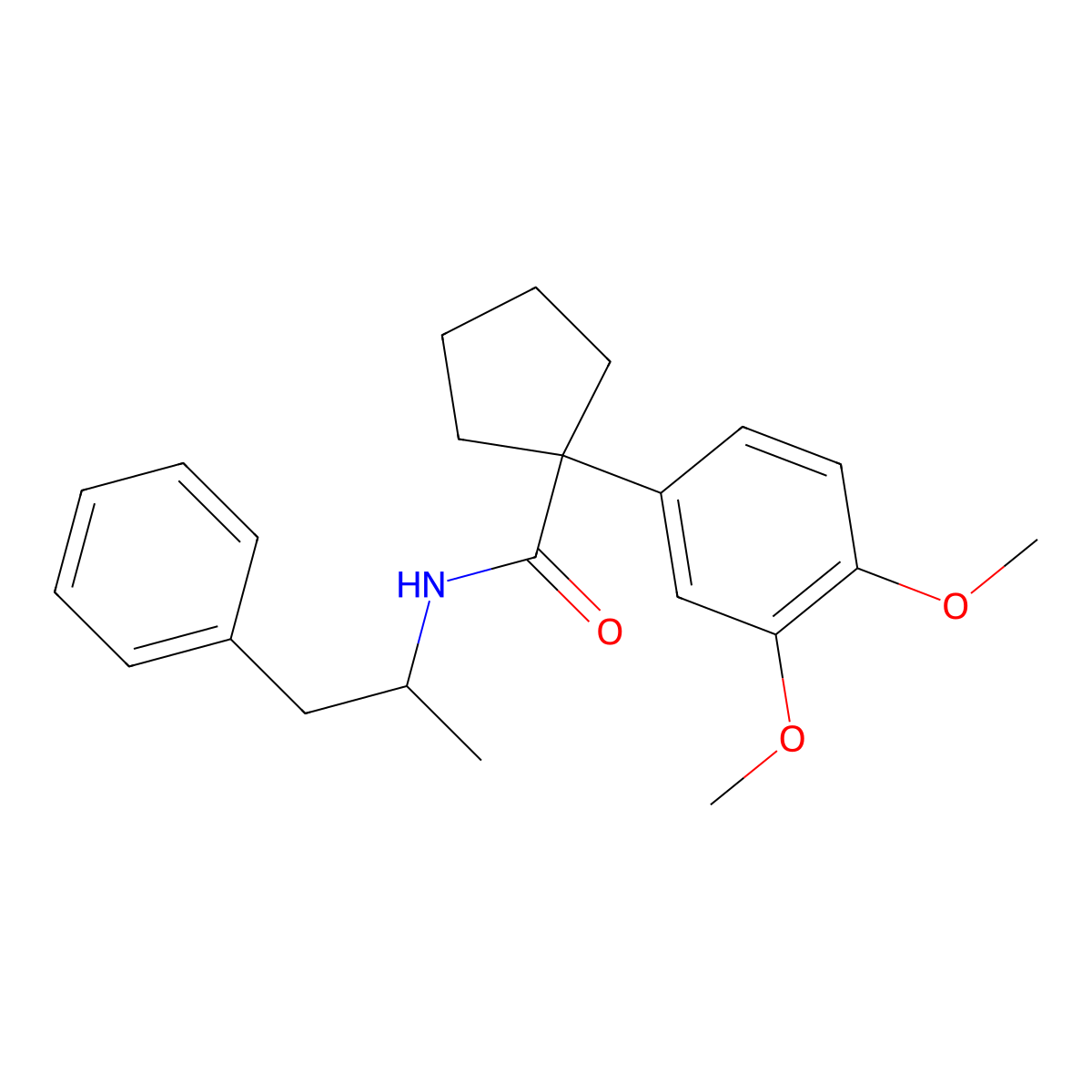 1-(3,4-dimethoxyphenyl)-N-(1-phenylpropan-2-yl)cyclopentane-1-carboxamide molecular structure, CAS 53105-28-5