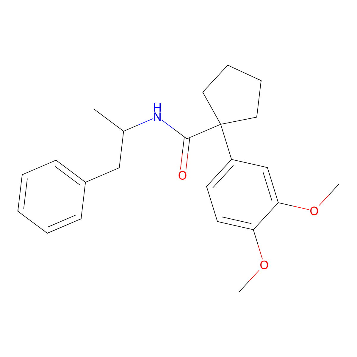 1-(3,4-dimethoxyphenyl)-N-(1-phenylpropan-2-yl)cyclopentane-1-carboxamide molecular structure, CAS 53105-28-5