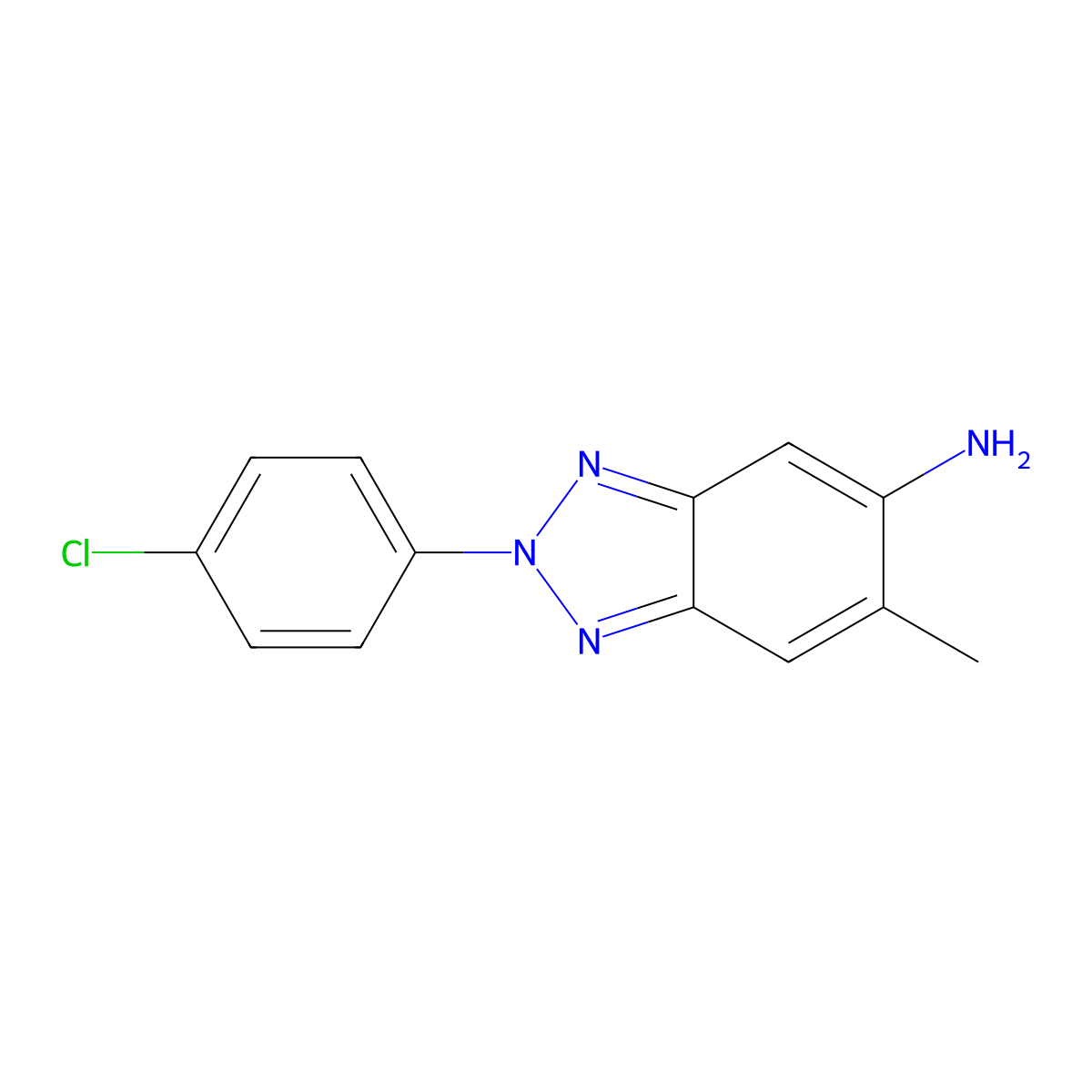 2-(4-chlorophenyl)-6-methyl-2H-1,2,3-benzotriazol-5-amine molecular structure, CAS 53105-58-1