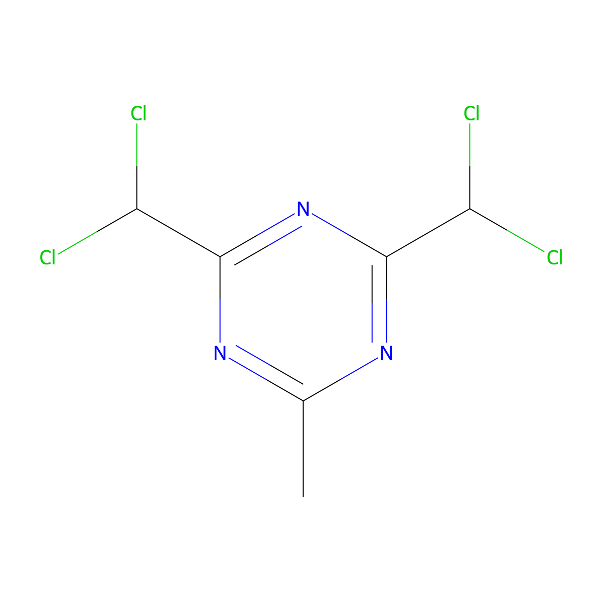 2,4-Bis(dichloromethyl)-6-methyl-1,3,5-triazine molecular structure, CAS 5311-23-9
