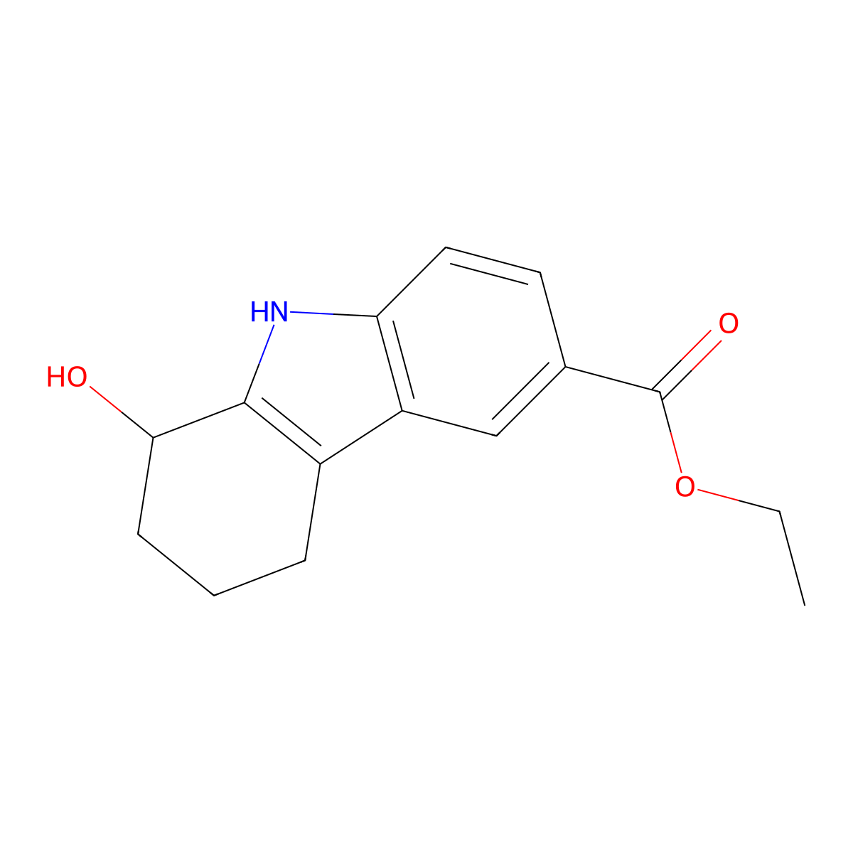 ethyl 1-hydroxy-2,3,4,9-tetrahydro-1H-carbazole-6-carboxylate molecular structure, CAS 5311-41-1