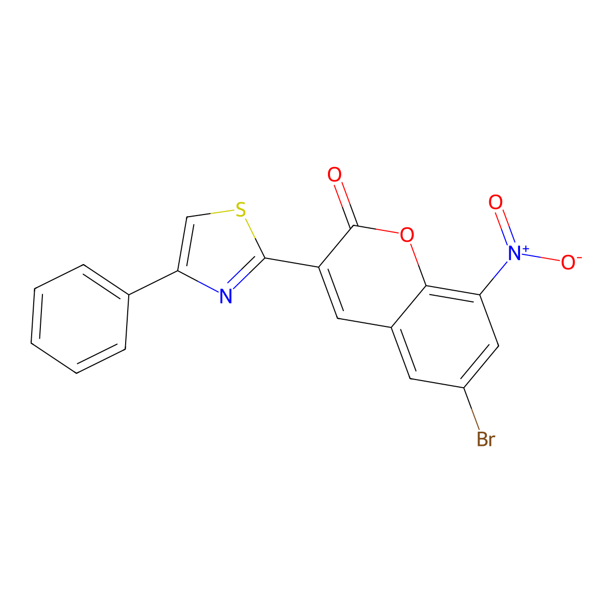 6-Bromo-8-nitro-3-(4-phenyl-1,3-thiazol-2-yl)chromen-2-one molecular structure, CAS 5311-45-5