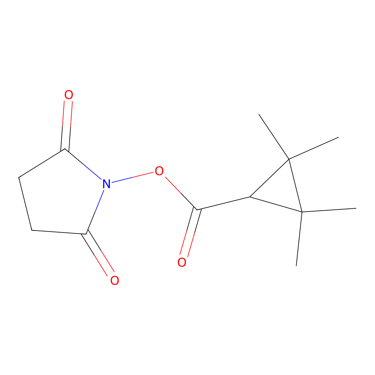 1-{[(2,2,3,3-Tetramethylcyclopropyl)carbonyl]oxy}pyrrolidine-2,5-dione molecular structure, CAS 5311-60-4