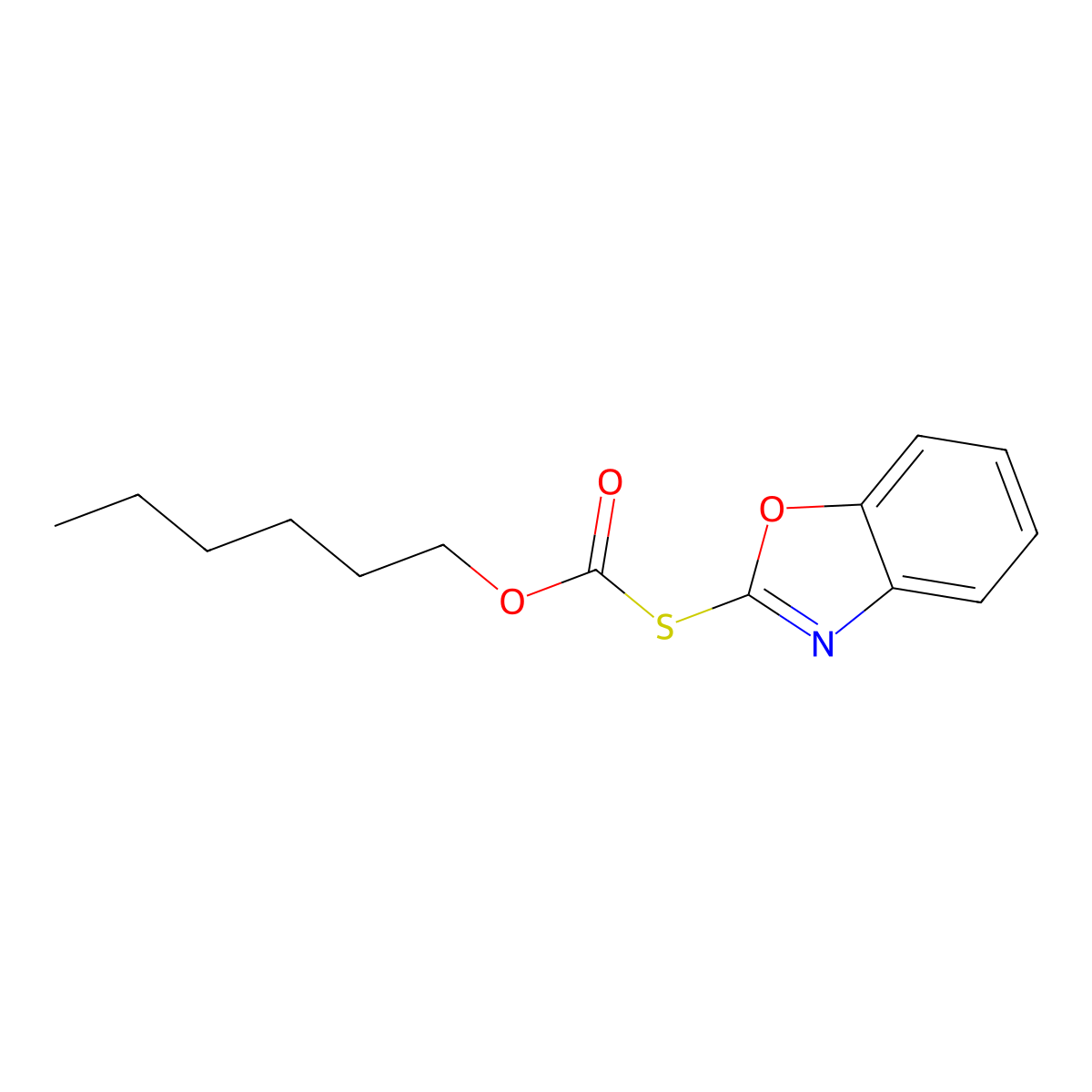 (1,3-Benzoxazol-2-ylthio)formic acid hexyl ester molecular structure, CAS 5312-06-1