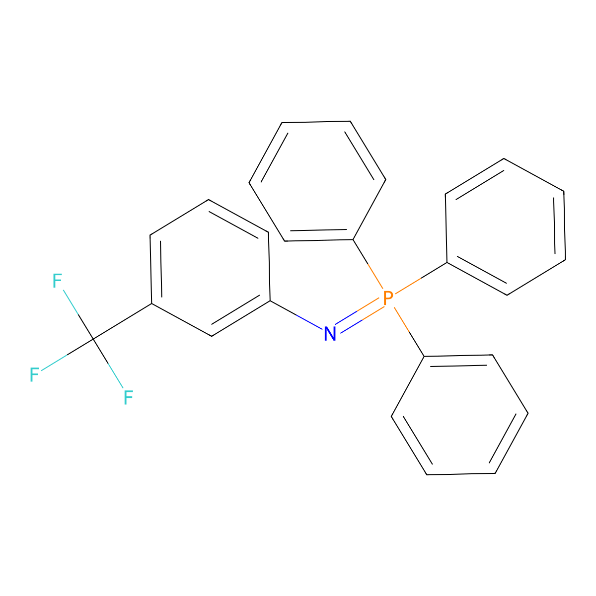 Benzenamine, 3-(trifluoromethyl)-N-(triphenylphosphoranylidene)- molecular structure, CAS 53120-48-2