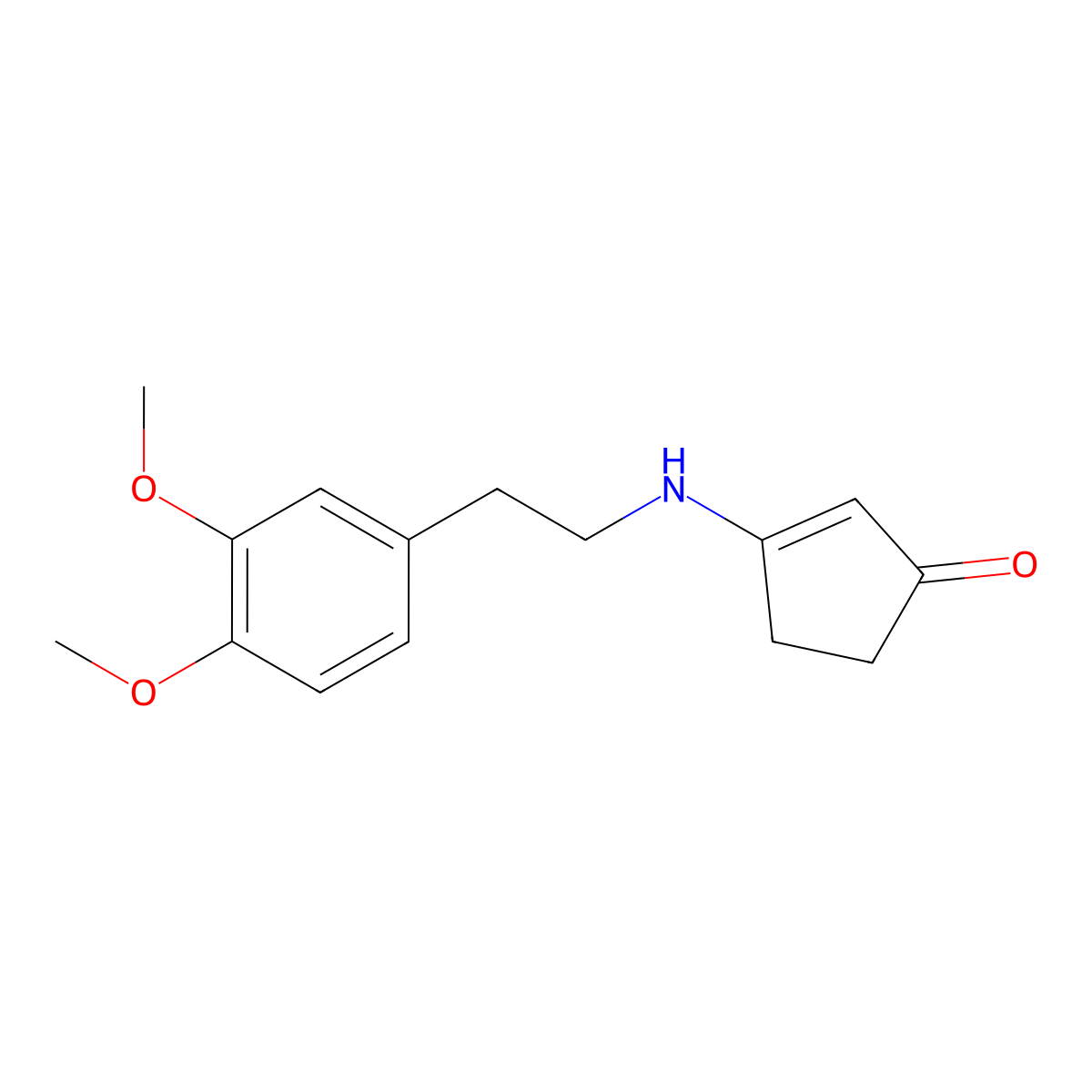3-[2-(3,4-Dimethoxyphenyl)ethylamino]cyclopent-2-en-1-one molecular structure, CAS 53129-00-3
