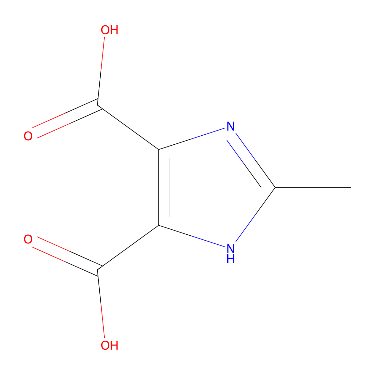 2-methyl-1H-imidazole-4,5-dicarboxylic acid molecular structure, CAS 5313-35-9