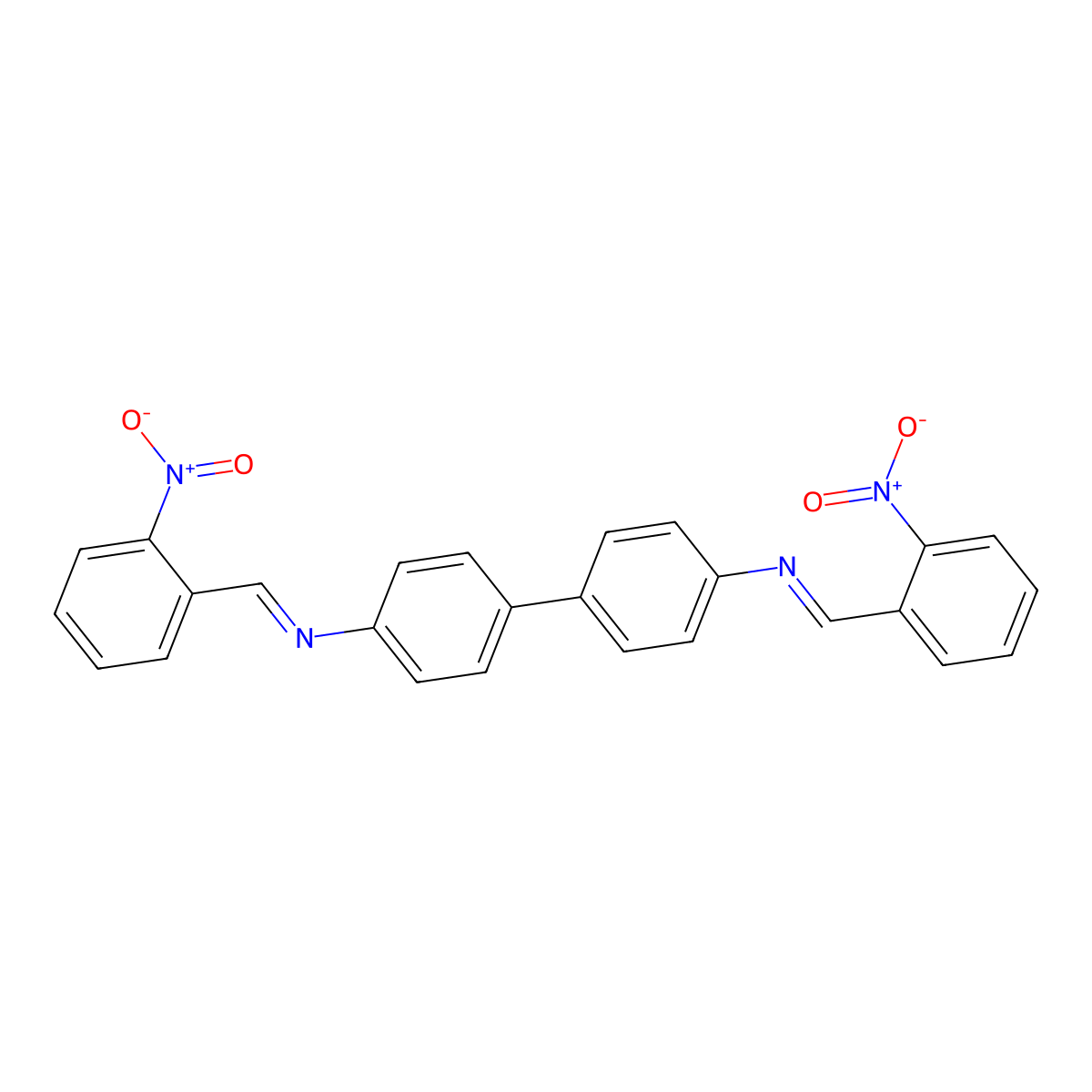 N,N'-bis[(E)-(2-nitrophenyl)methylidene]biphenyl-4,4'-diamine molecular structure, CAS 5313-61-1