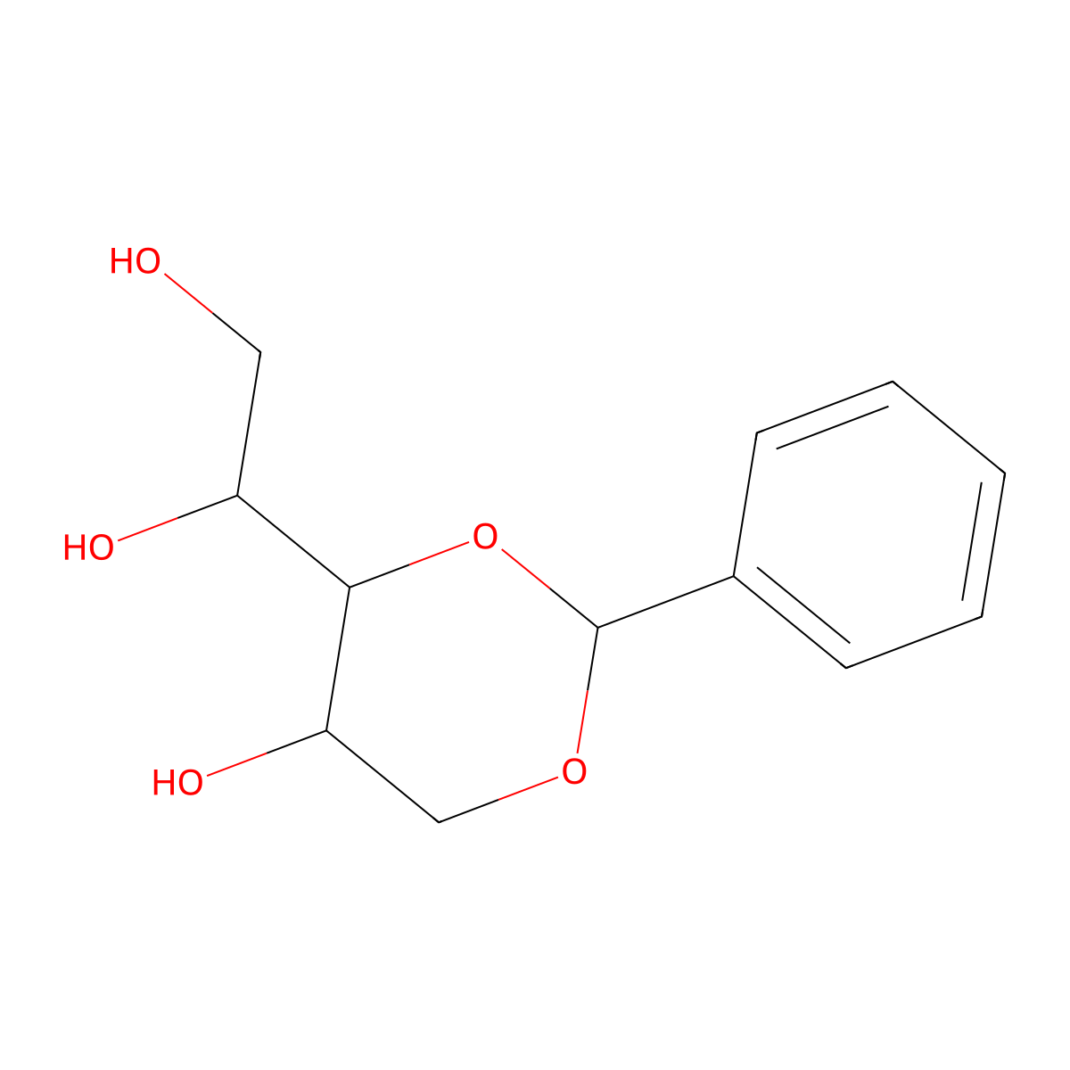 1,3-O-benzylidene-L-arabitol molecular structure, CAS 53131-06-9