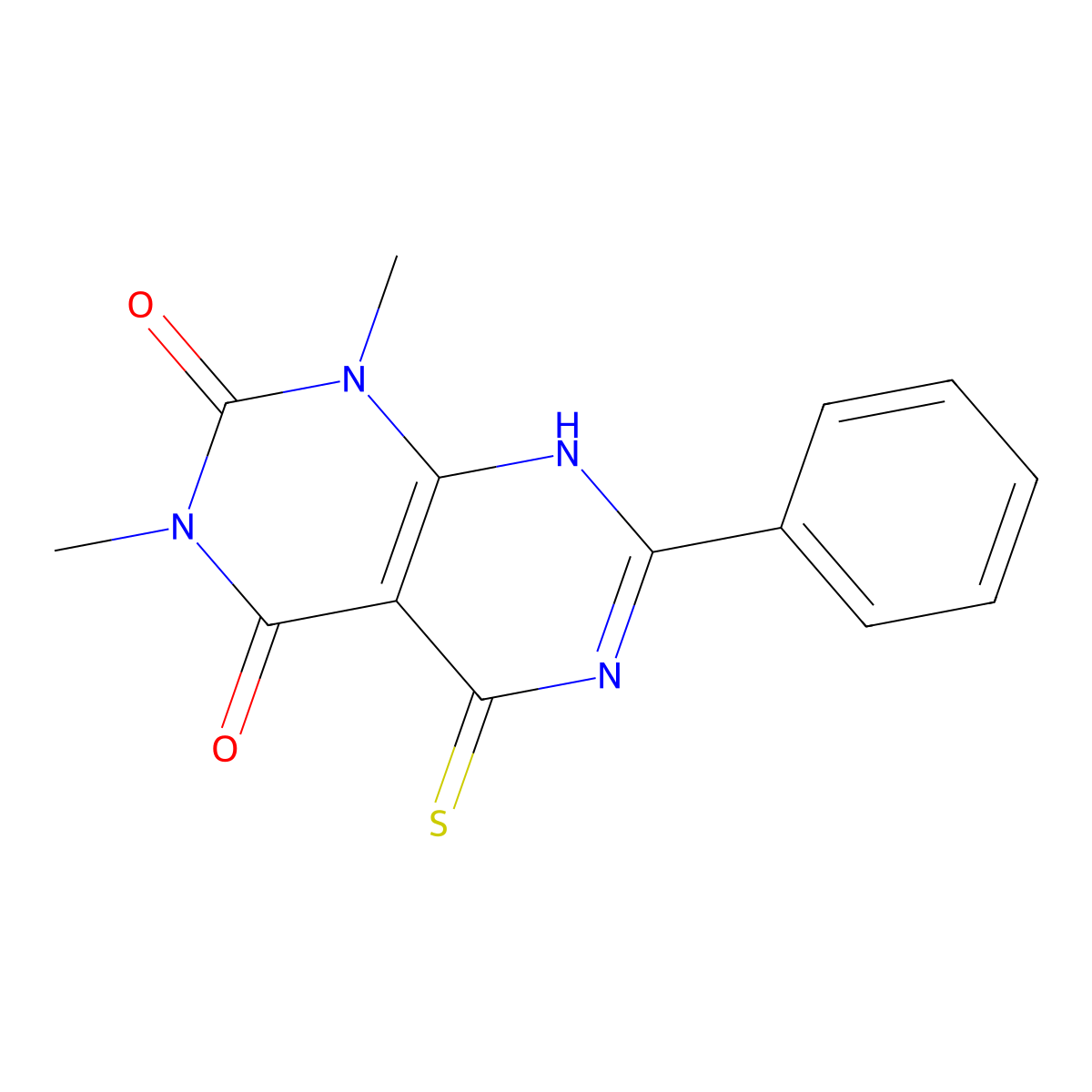 5-mercapto-1,3-dimethyl-7-phenylpyrimido[4,5-d]pyrimidine-2,4(1H,3H)-dione molecular structure, CAS 53131-49-0