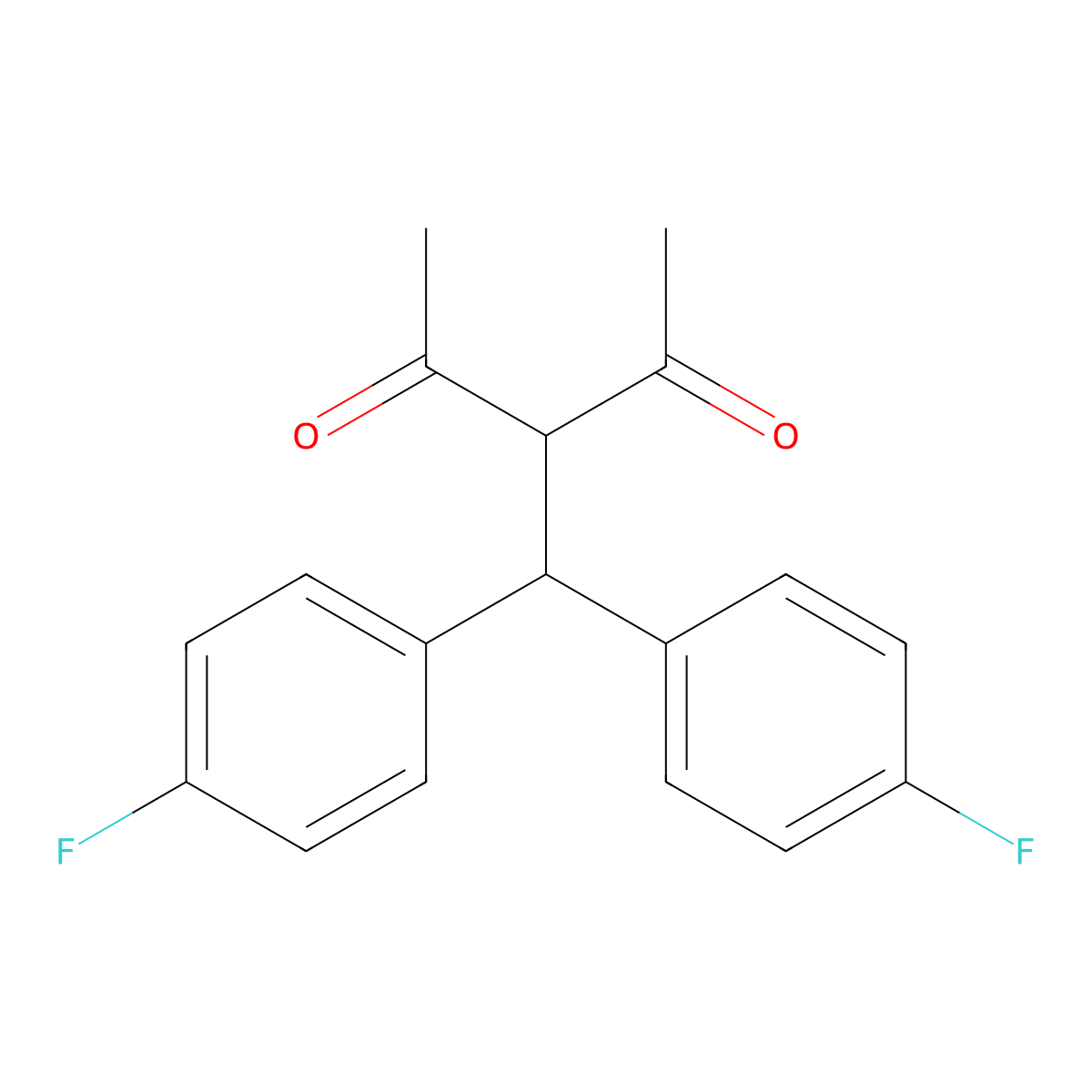 3-(Bis(4-fluorophenyl)methyl)pentane-2,4-dione molecular structure, CAS 53135-11-8