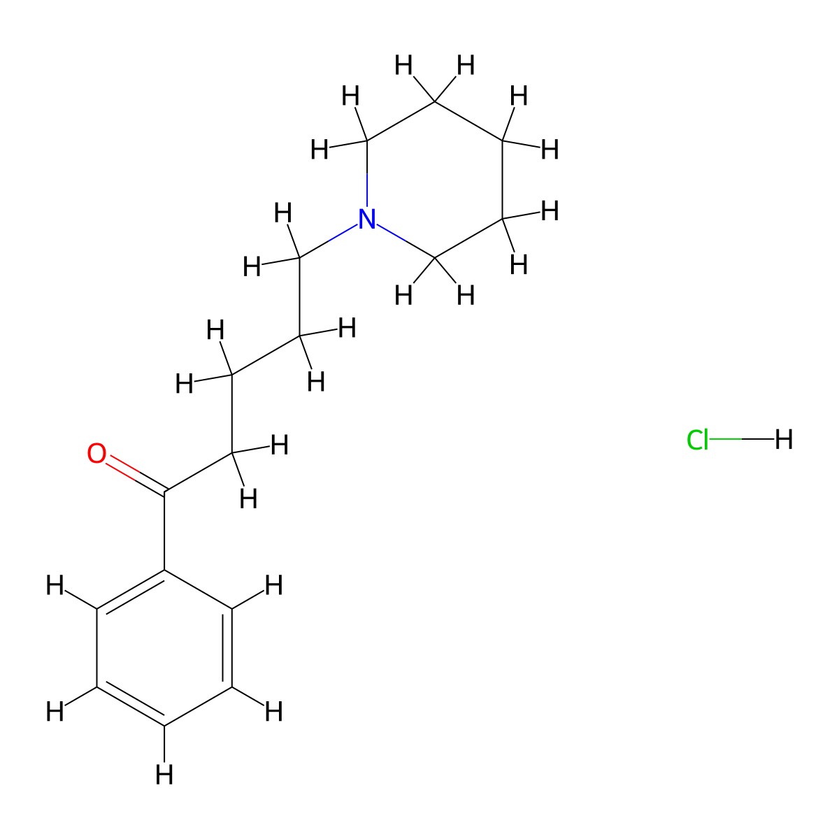 1-Phenyl-5-(piperidin-1-yl)pentan-1-one hydrochloride molecular structure, CAS 53145-14-5