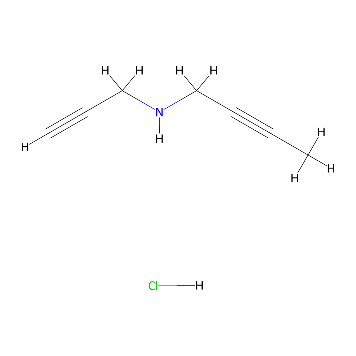 (But-2-yn-1-yl)(prop-2-yn-1-yl)amine hydrochloride molecular structure, CAS 53146-09-1