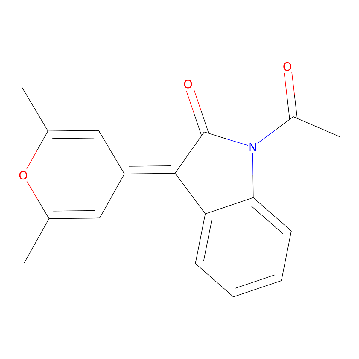 1-acetyl-3-(2,6-dimethyl-4H-pyran-4-ylidene)-1,3-dihydro-2H-indol-2-one molecular structure, CAS 531493-59-1