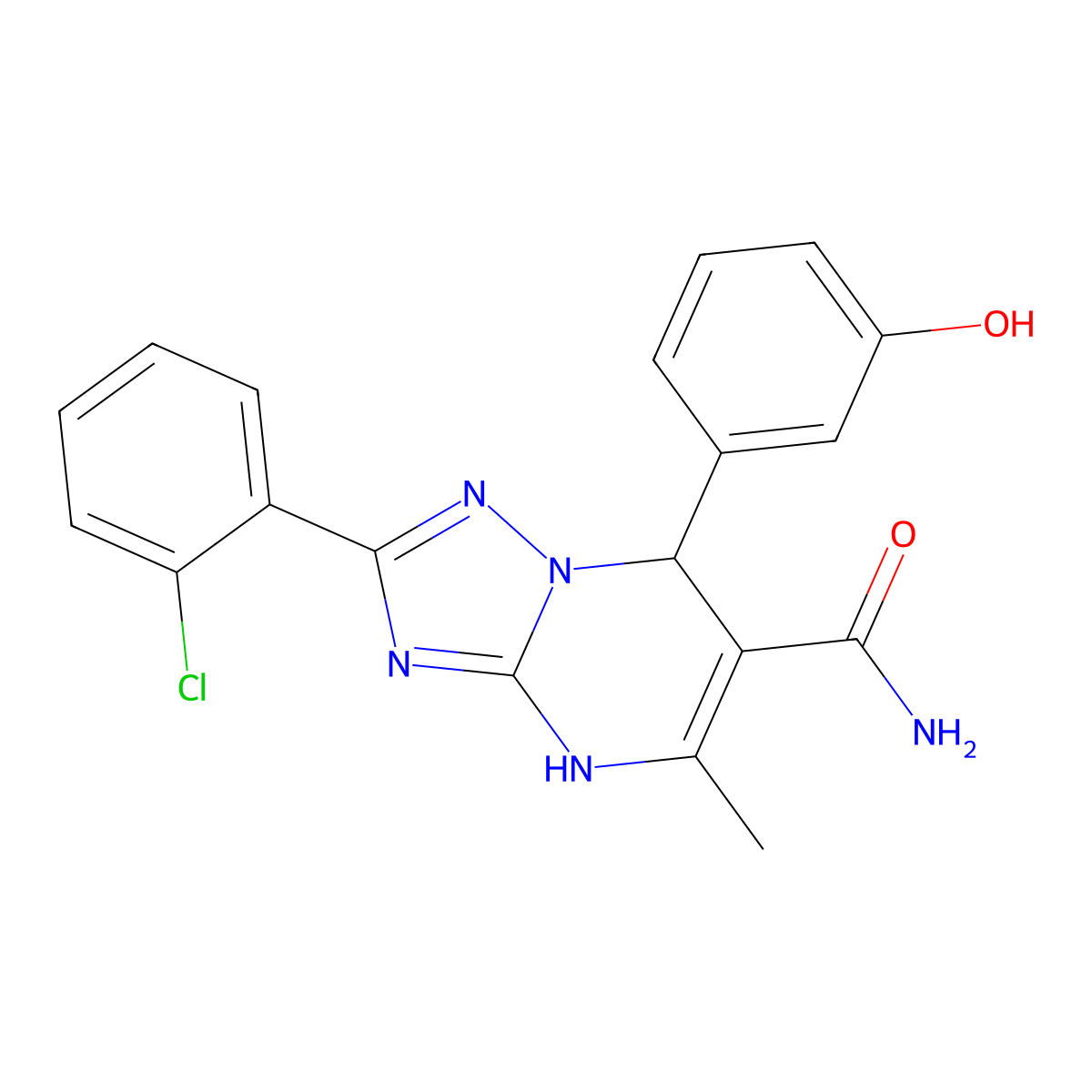 2-(2-Chlorophenyl)-7-(3-hydroxyphenyl)-5-methyl-4,7-dihydro-[1,2,4]triazolo[1,5-a]pyrimidine-6-carboxamide molecular structure, CAS 531493-80-8