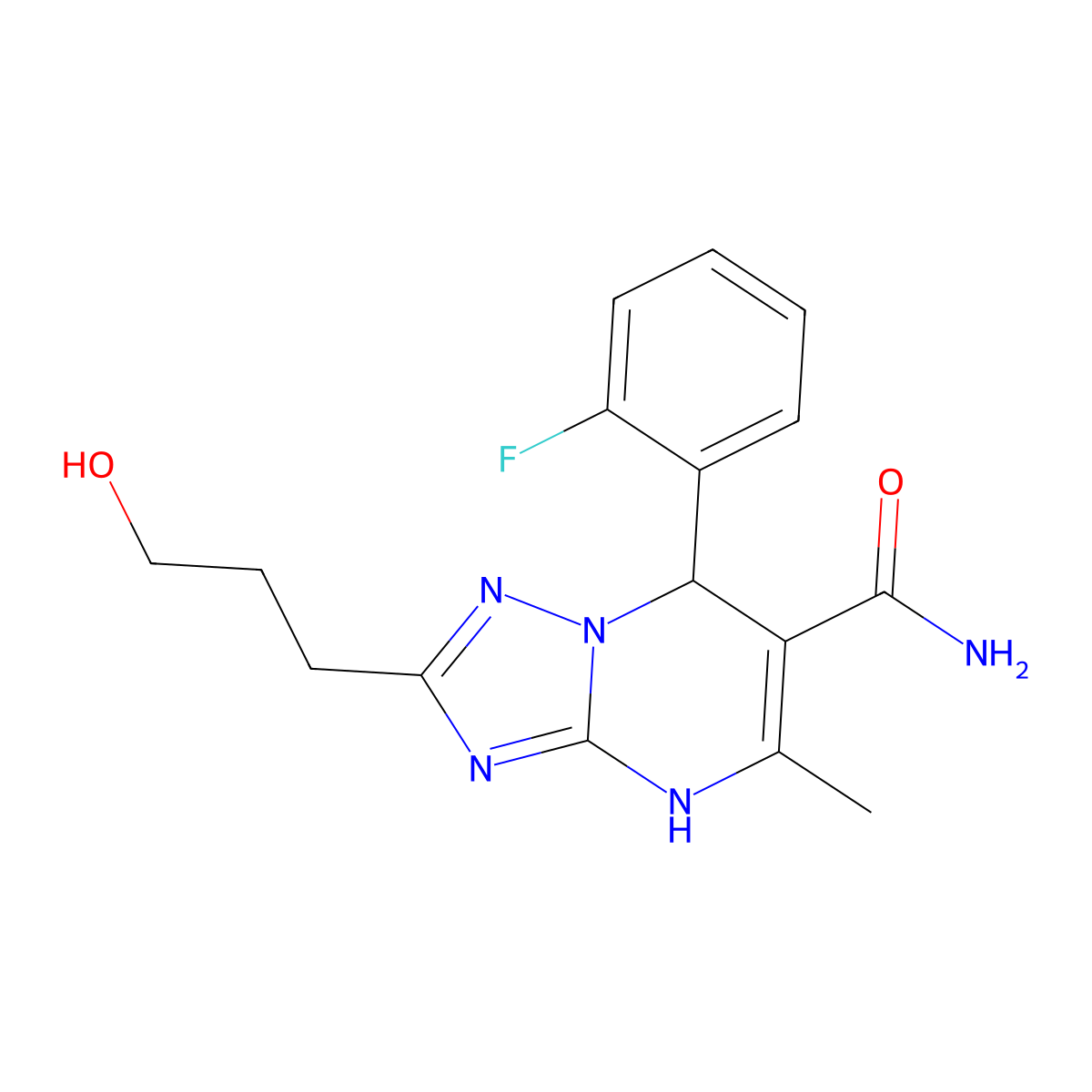 7-(2-Fluorophenyl)-2-(3-hydroxypropyl)-5-methyl-4,7-dihydro[1,2,4]triazolo[1,5-a]pyrimidine-6-carboxamide molecular structure, CAS 531493-85-3