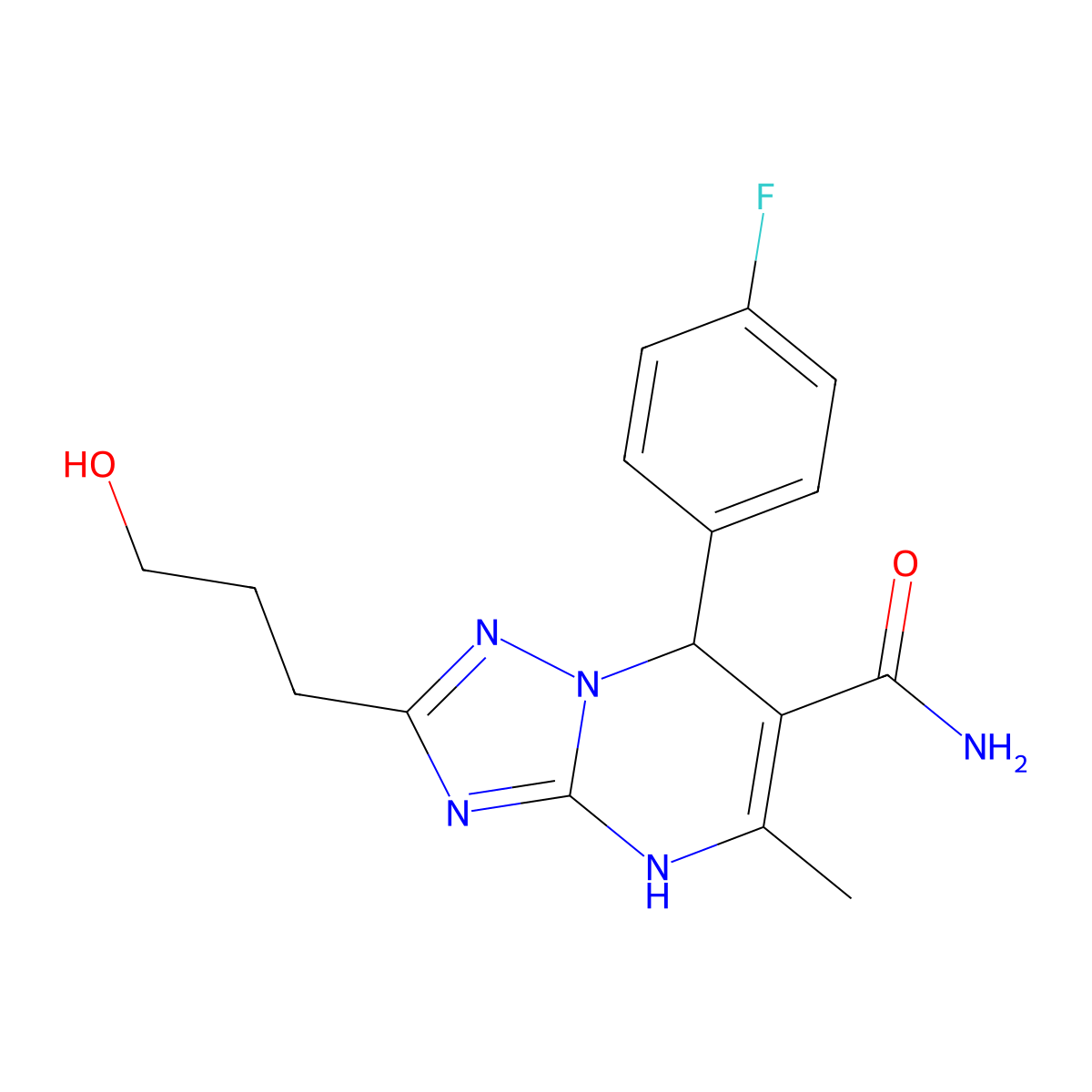 7-(4-Fluorophenyl)-2-(3-hydroxypropyl)-5-methyl-4,7-dihydro[1,2,4]triazolo[1,5-a]pyrimidine-6-carboxamide molecular structure, CAS 531493-86-4