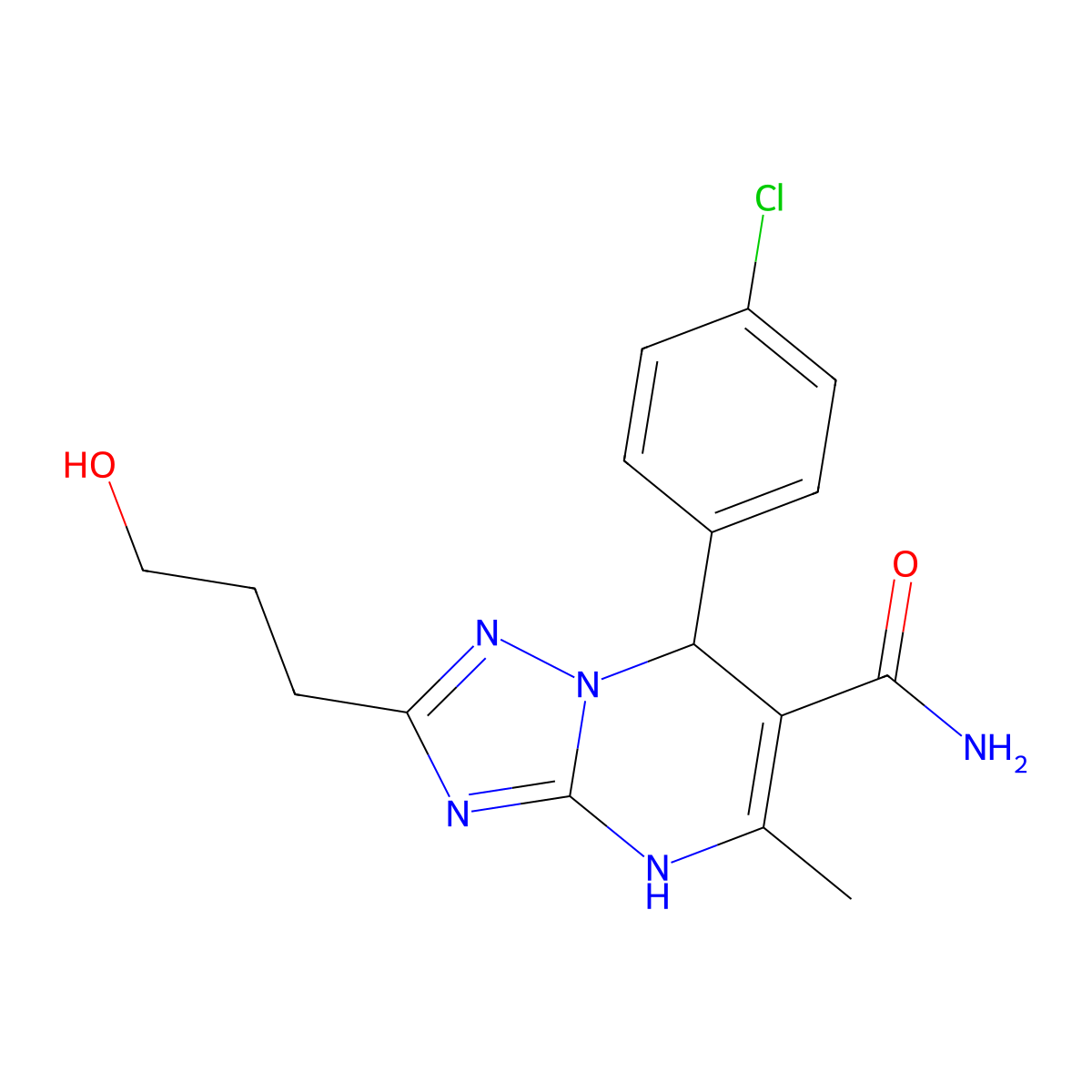 7-(4-Chlorophenyl)-2-(3-hydroxypropyl)-5-methyl-4,7-dihydro[1,2,4]triazolo[1,5-a]pyrimidine-6-carboxamide molecular structure, CAS 531493-87-5