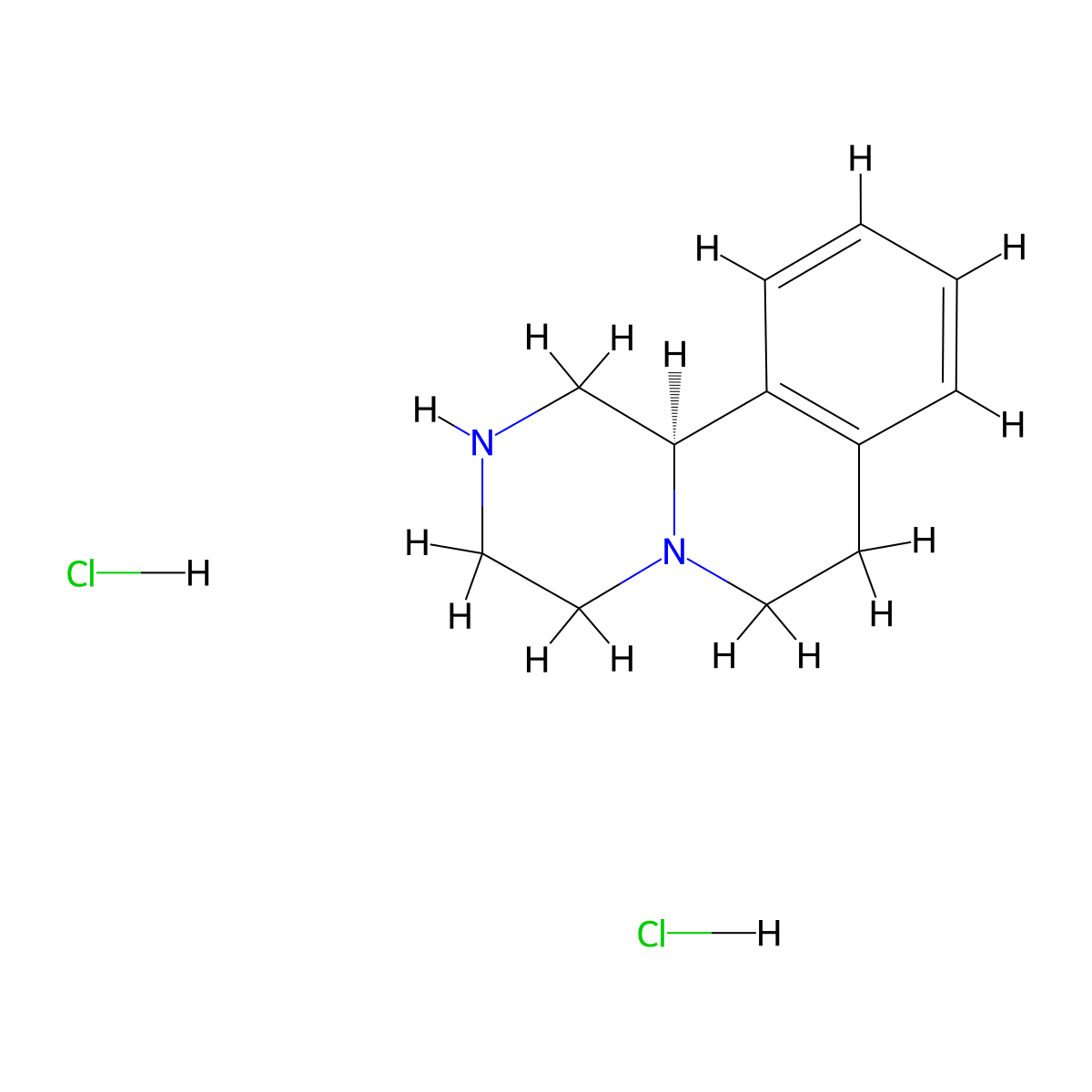 2H-Pyrazino[2,1-a]isoquinoline, 1,3,4,6,7,11b-hexahydro-, dihydrochloride, (R)- molecular structure, CAS 5315-02-6