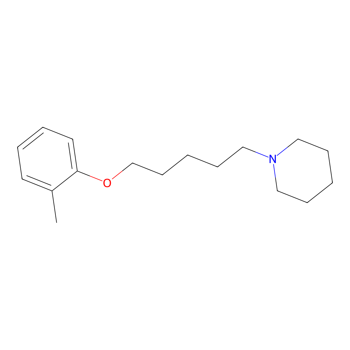 1-[5-(2-Methylphenoxy)pentyl]piperidine molecular structure, CAS 5315-11-7