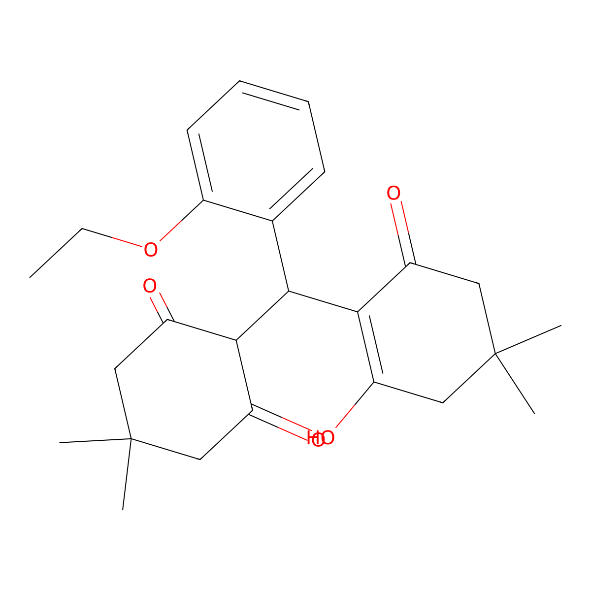 2-[(2-Ethoxyphenyl)-(2-hydroxy-4,4-dimethyl-6-oxocyclohexen-1-yl)methyl]-5,5-dimethylcyclohexane-1,3-dione molecular structure, CAS 5315-19-5