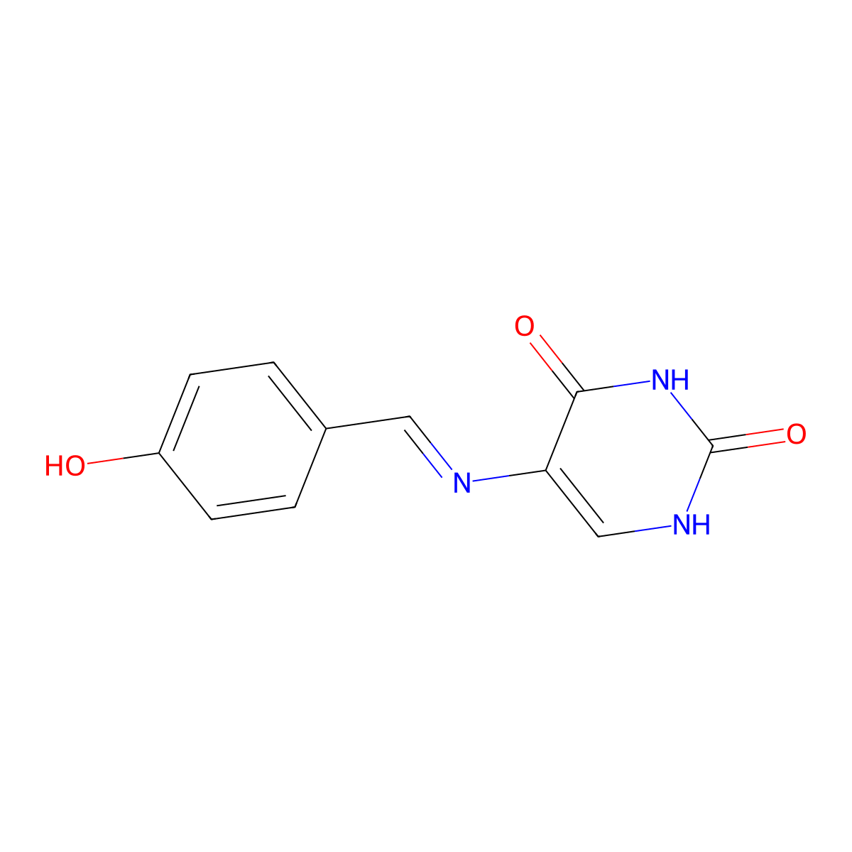 5-[(4-hydroxybenzylidene)amino]-2,4(1H,3H)-pyrimidinedione molecular structure, CAS 5315-28-6