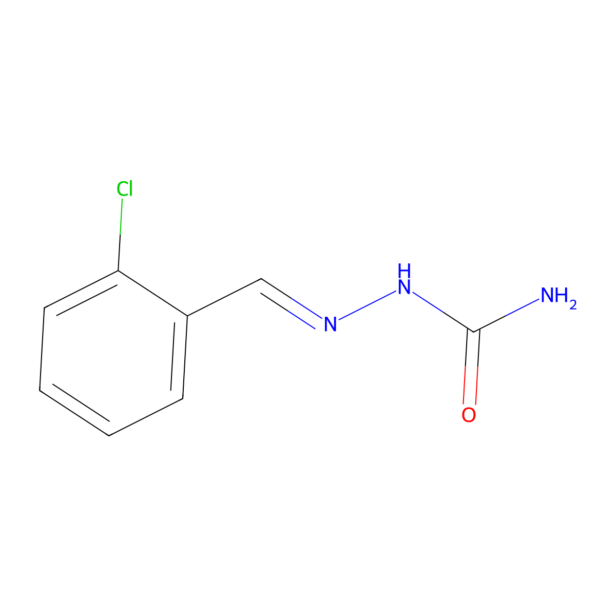 Hydrazinecarboxamide, 2-[(2-chlorophenyl)methylene]- molecular structure, CAS 5315-85-5