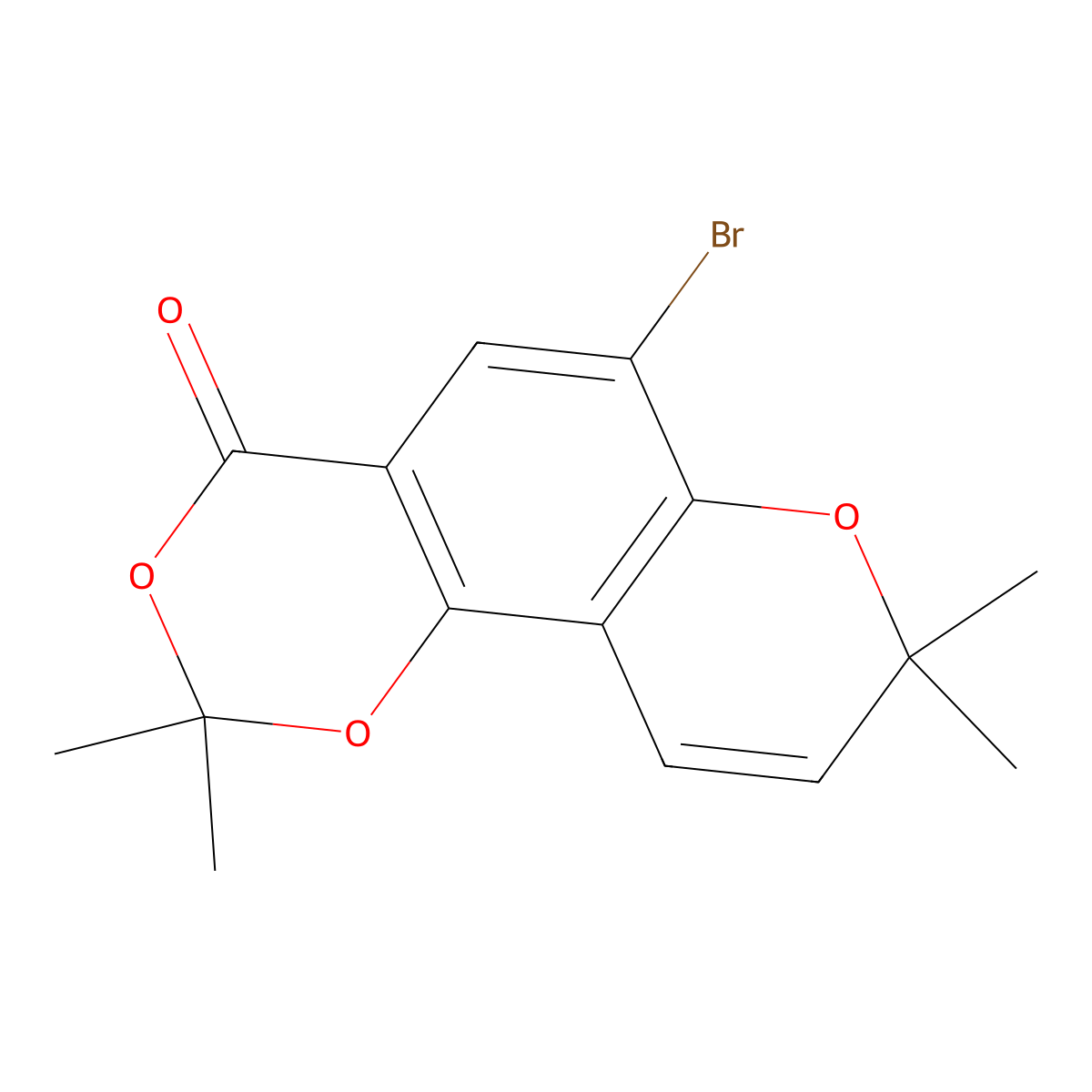 10-Bromo-2,2,6,6-tetramethyl-2H-1,5,7-trioxa-phenanthren-8-one molecular structure, CAS 531501-42-5